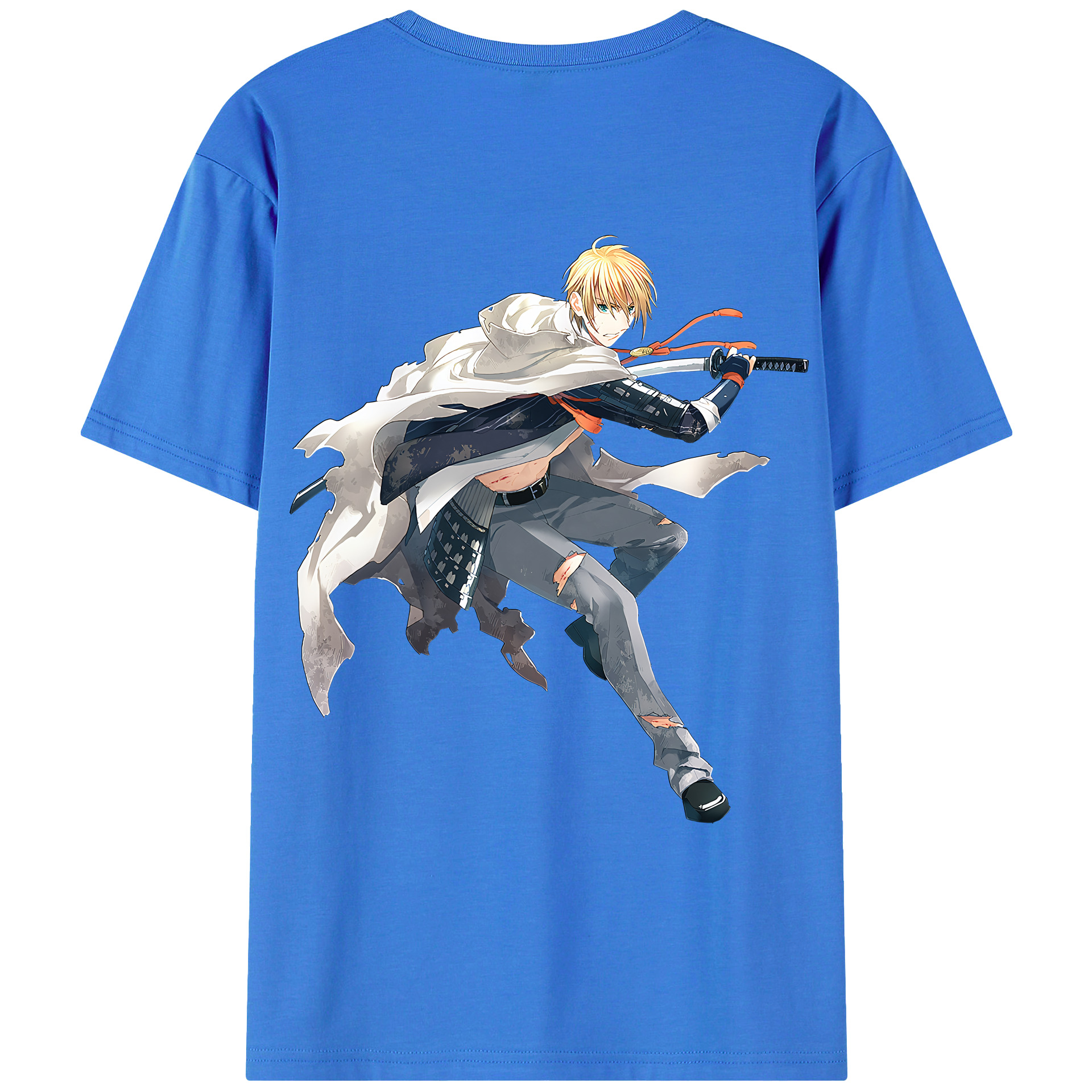 （画像用） 刀剣乱舞 Touken Ranbu 綿100％ メンズ半袖Tシャツ（バックプリント） 通気性