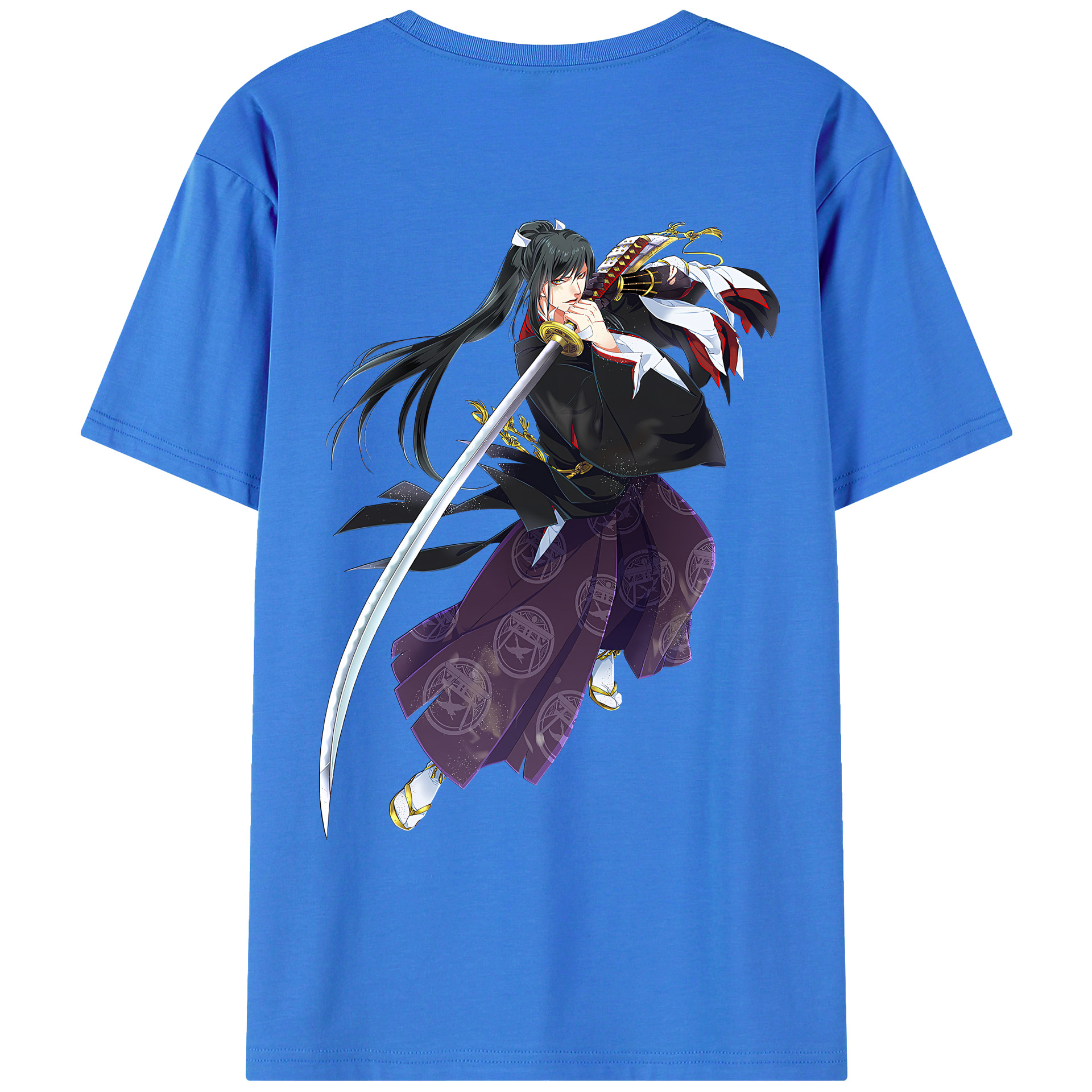 （画像用） 刀剣乱舞 Touken Ranbu 綿100％ メンズ半袖Tシャツ（バックプリント） 通気性