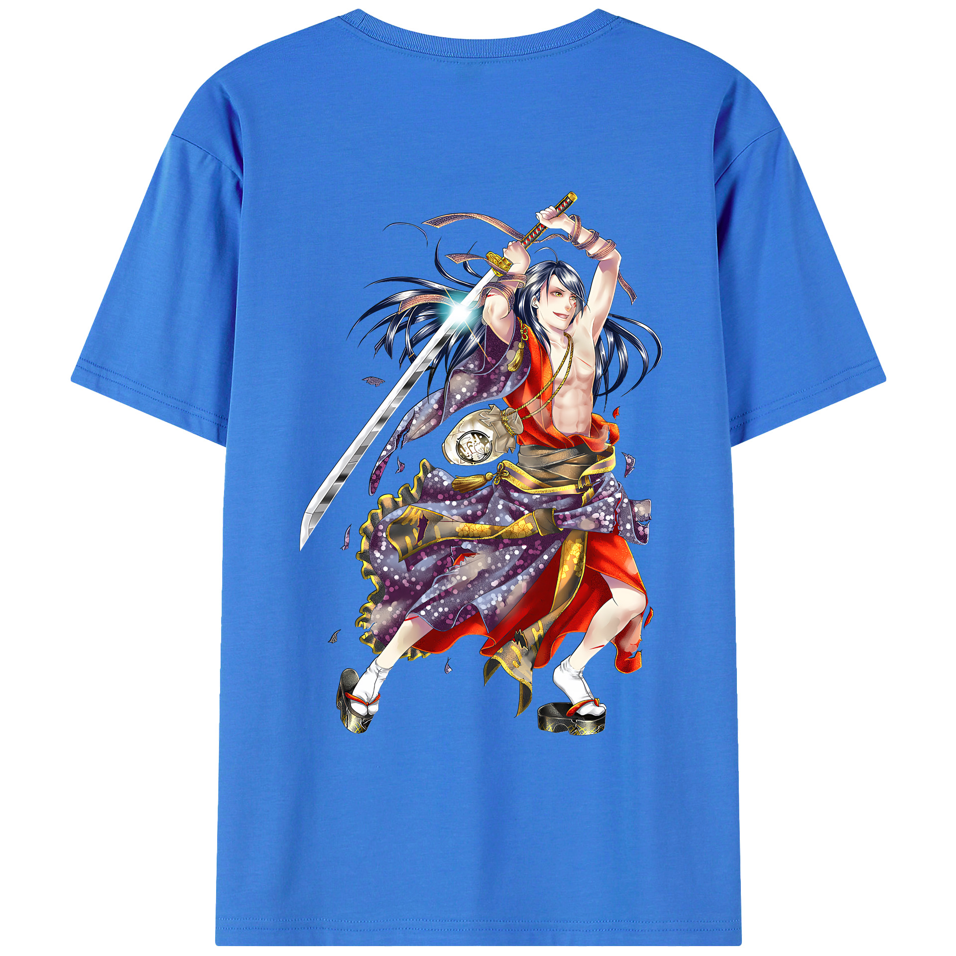 （画像用） 刀剣乱舞 Touken Ranbu 綿100％ メンズ半袖Tシャツ（バックプリント） 通気性