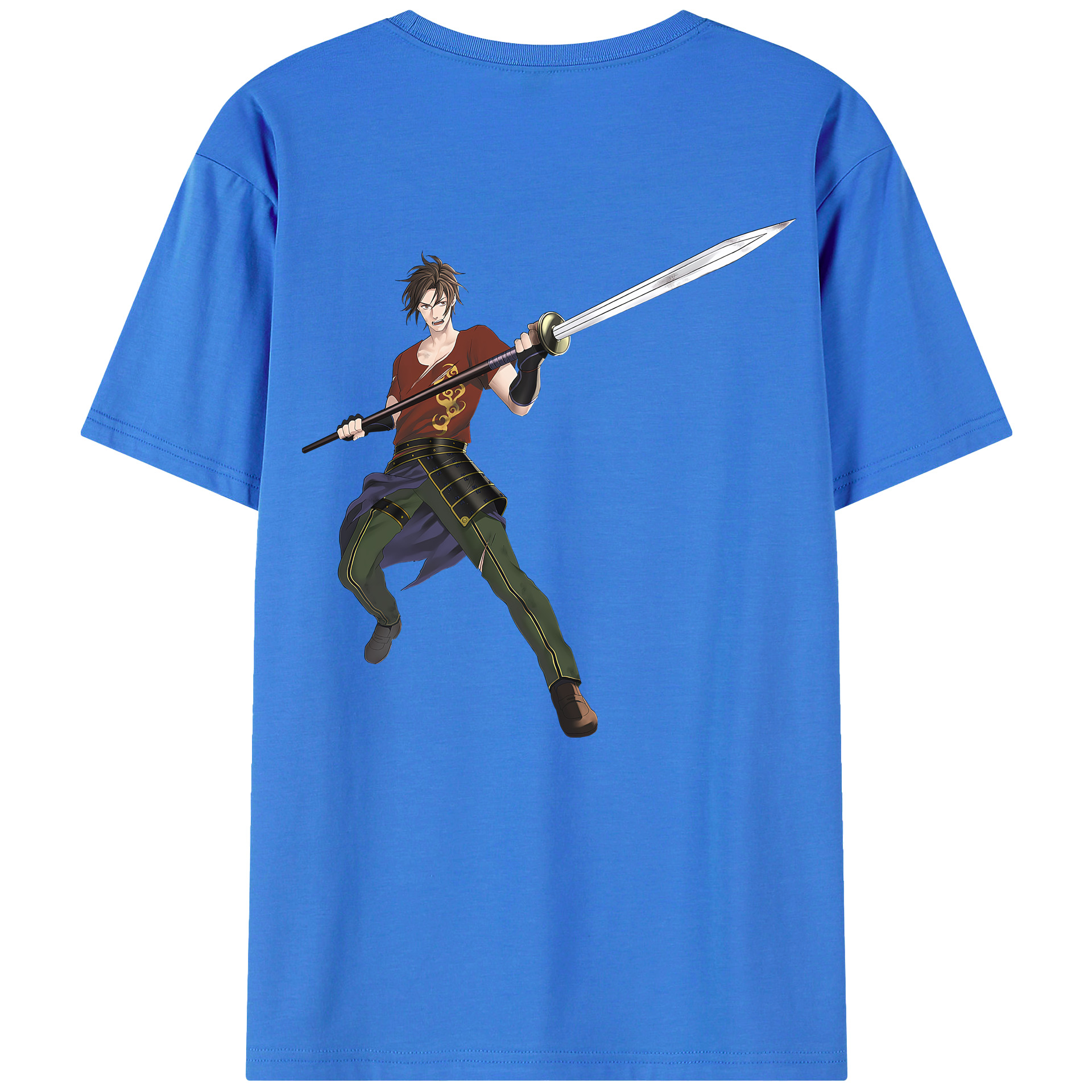 （画像用） 刀剣乱舞 Touken Ranbu 綿100％ メンズ半袖Tシャツ（バックプリント） 通気性
