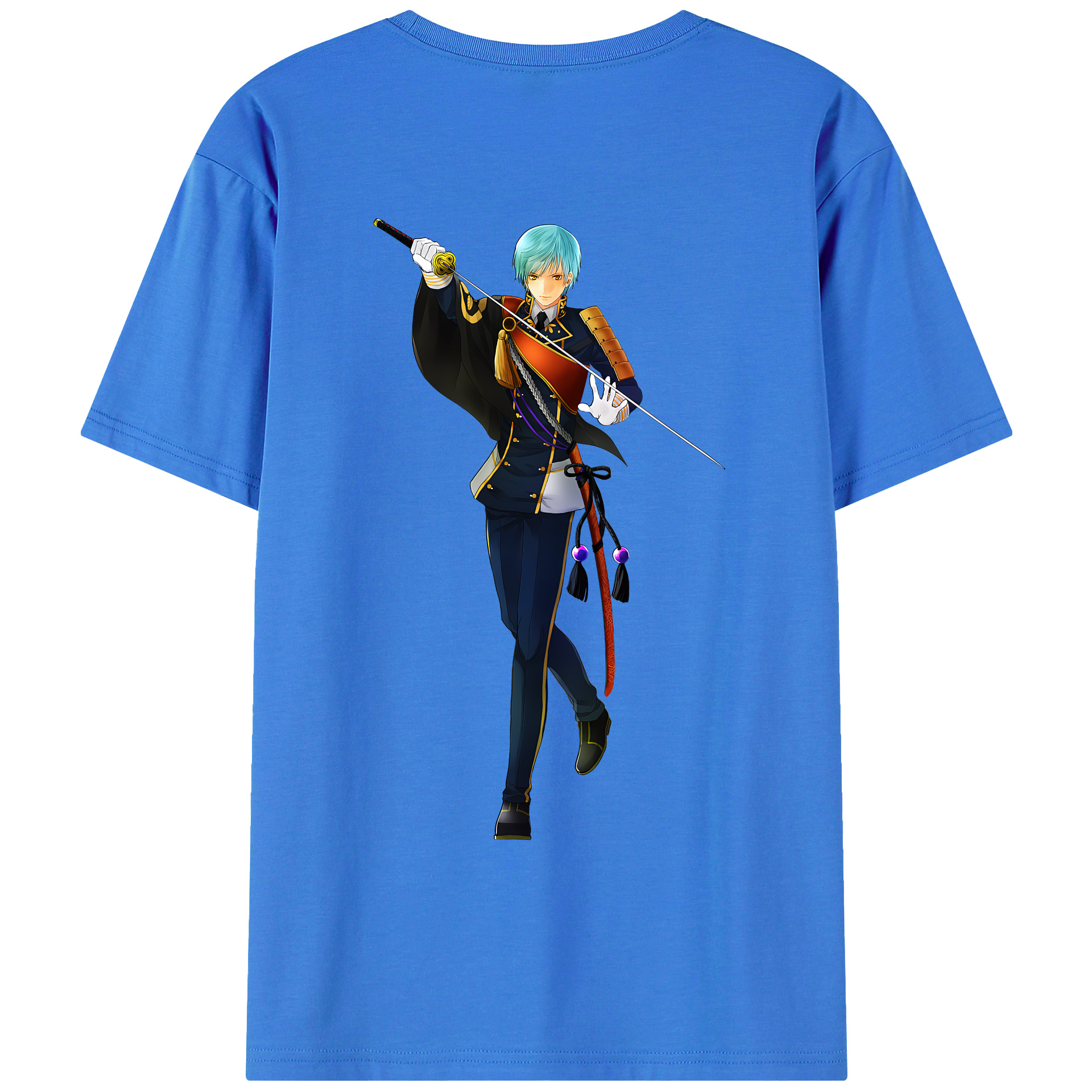 （画像用） 刀剣乱舞 Touken Ranbu 綿100％ メンズ半袖Tシャツ（バックプリント） 通気性