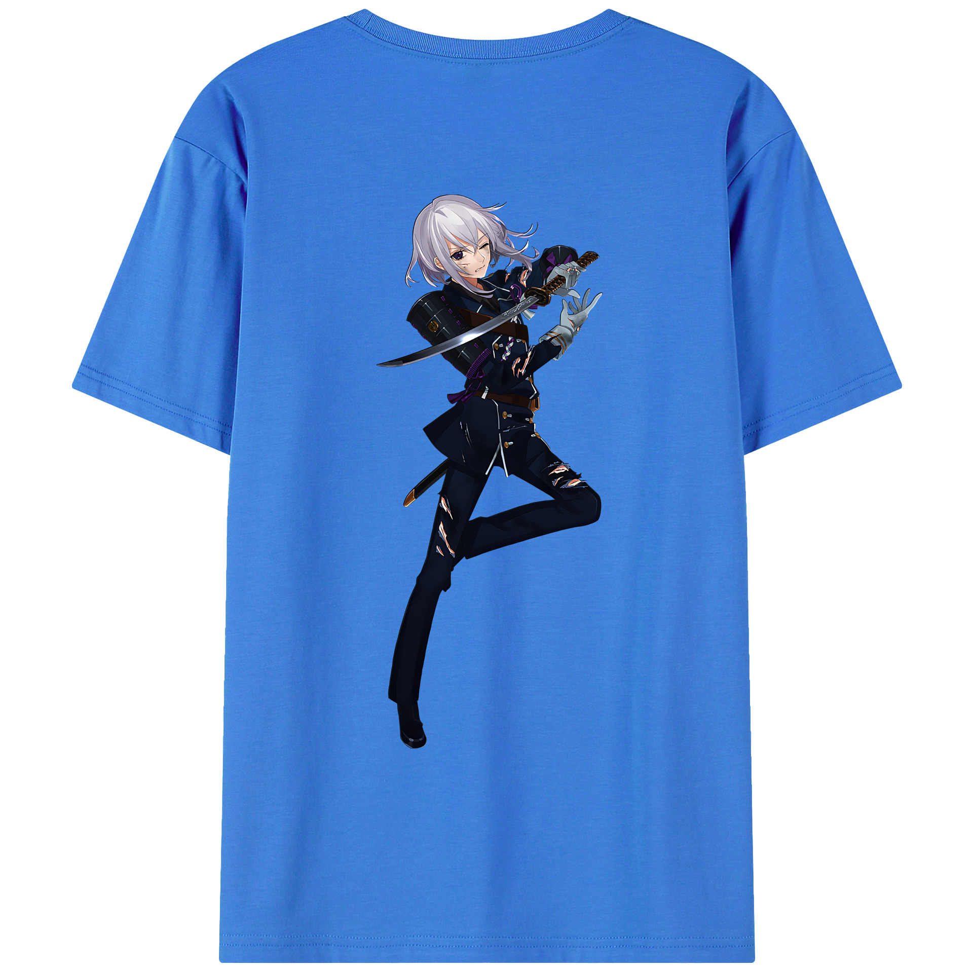 （画像用） 刀剣乱舞 Touken Ranbu 綿100％ メンズ半袖Tシャツ（バックプリント） 通気性