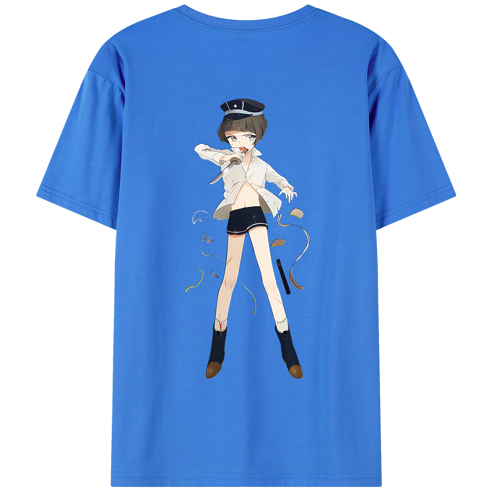 （画像用） 刀剣乱舞 Touken Ranbu 綿100％ メンズ半袖Tシャツ（バックプリント） 通気性