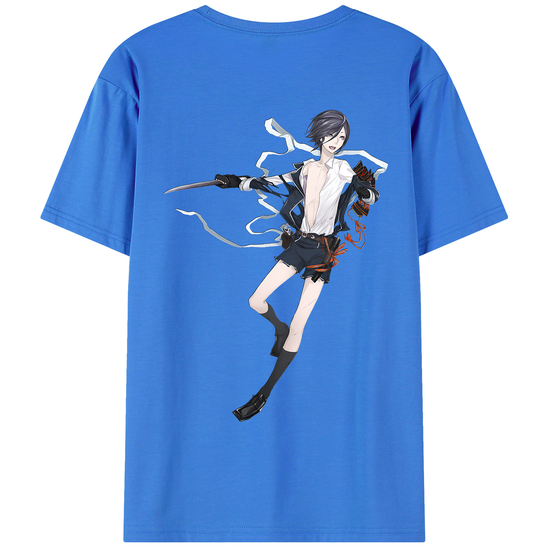 （画像用） 刀剣乱舞 Touken Ranbu 綿100％ メンズ半袖Tシャツ（バックプリント） 通気性