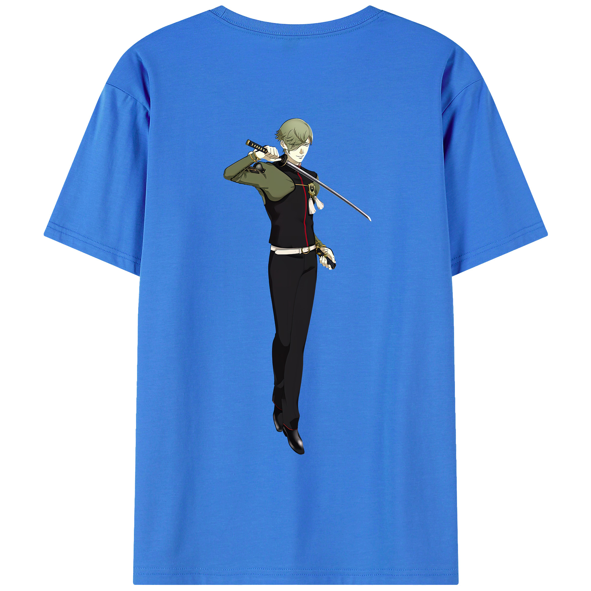 （画像用） 刀剣乱舞 Touken Ranbu 綿100％ メンズ半袖Tシャツ（バックプリント） 通気性