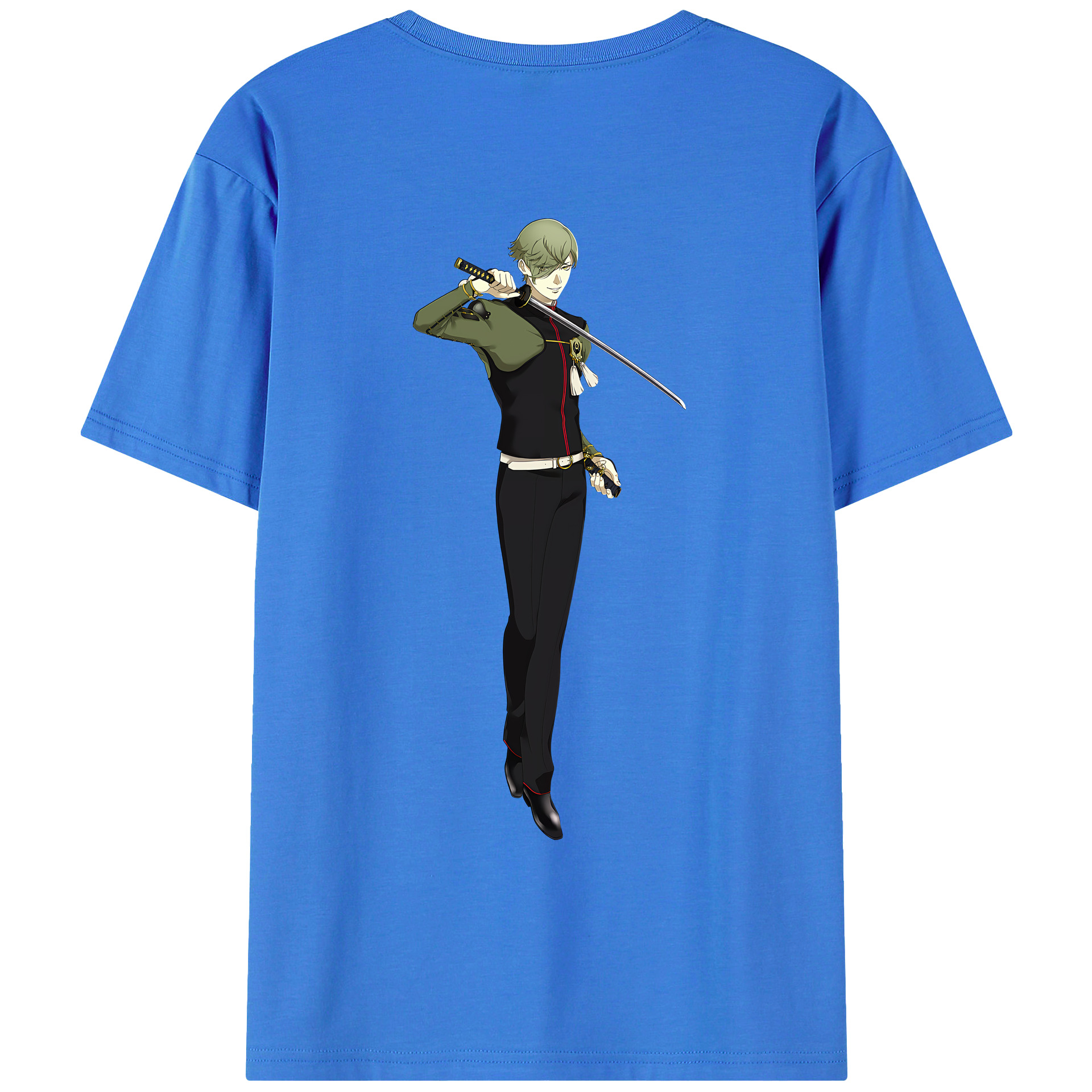 （画像用） 刀剣乱舞 Touken Ranbu 綿100％ メンズ半袖Tシャツ（バックプリント） 通気性