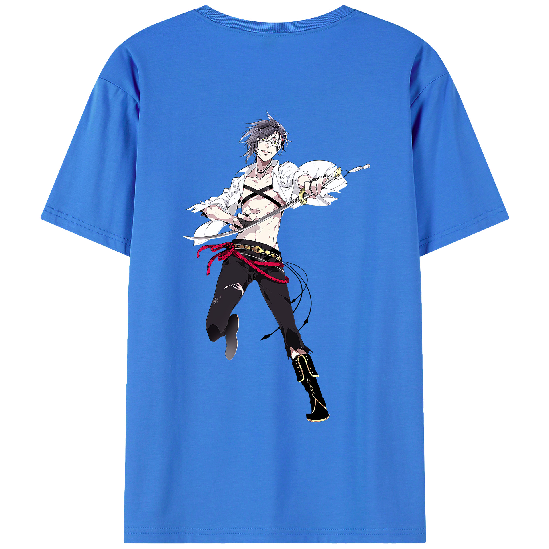 （画像用） 刀剣乱舞 Touken Ranbu 綿100％ メンズ半袖Tシャツ（バックプリント） 通気性