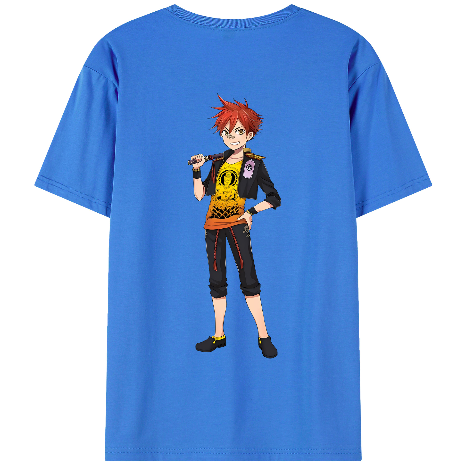 （画像用） 刀剣乱舞 Touken Ranbu 綿100％ メンズ半袖Tシャツ（バックプリント） 通気性