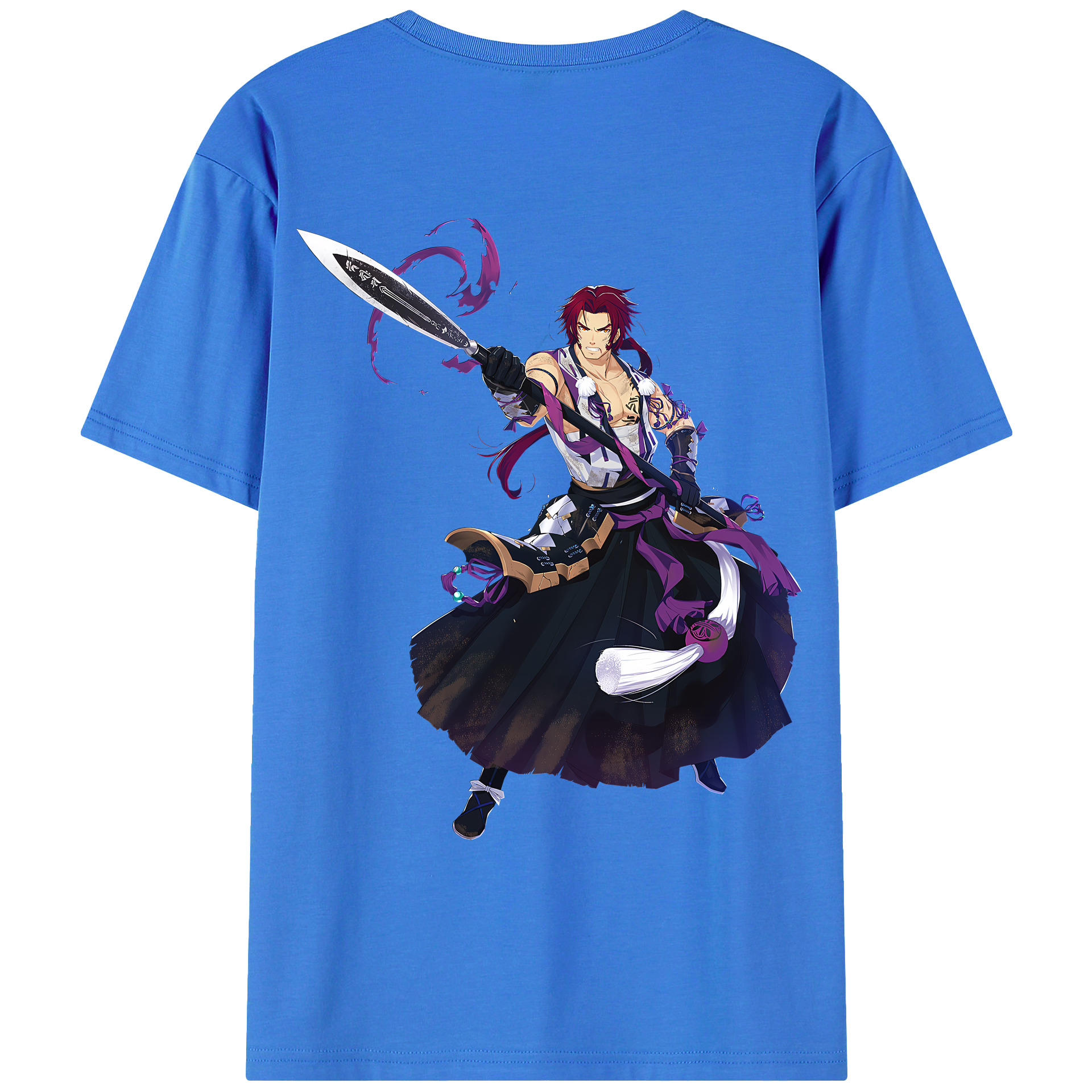 （画像用） 刀剣乱舞 Touken Ranbu 綿100％ メンズ半袖Tシャツ（バックプリント） 通気性