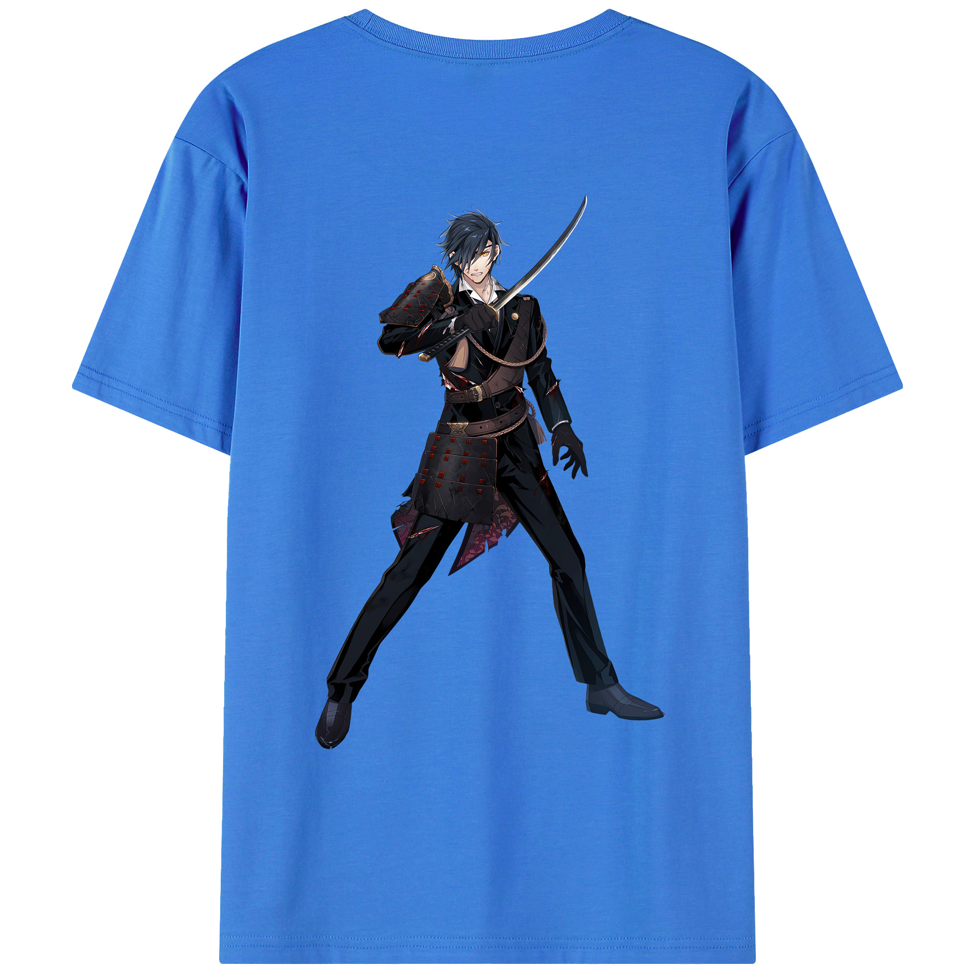 （画像用） 刀剣乱舞 Touken Ranbu 綿100％ メンズ半袖Tシャツ（バックプリント） 通気性