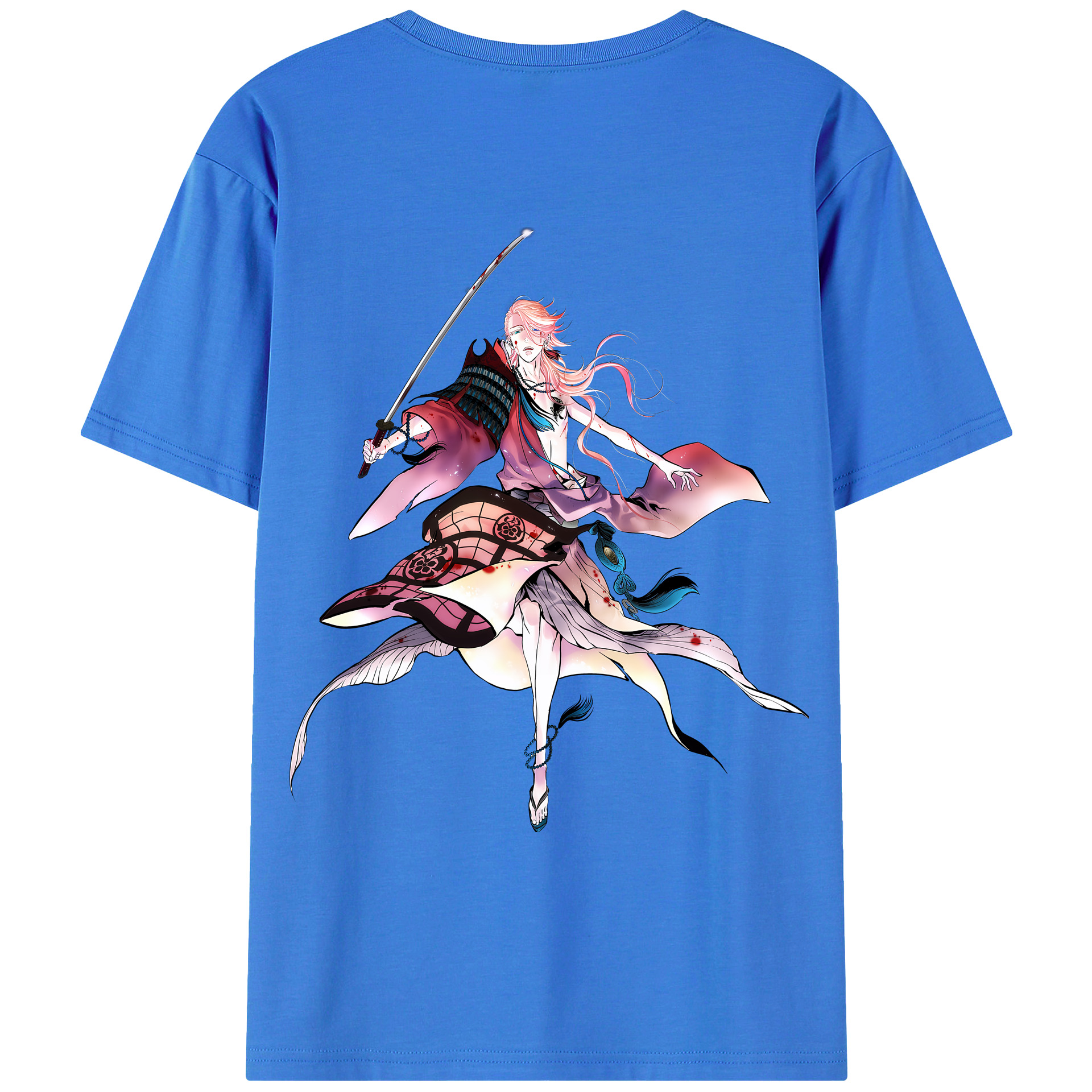 （画像用） 刀剣乱舞 Touken Ranbu 綿100％ メンズ半袖Tシャツ（バックプリント） 通気性