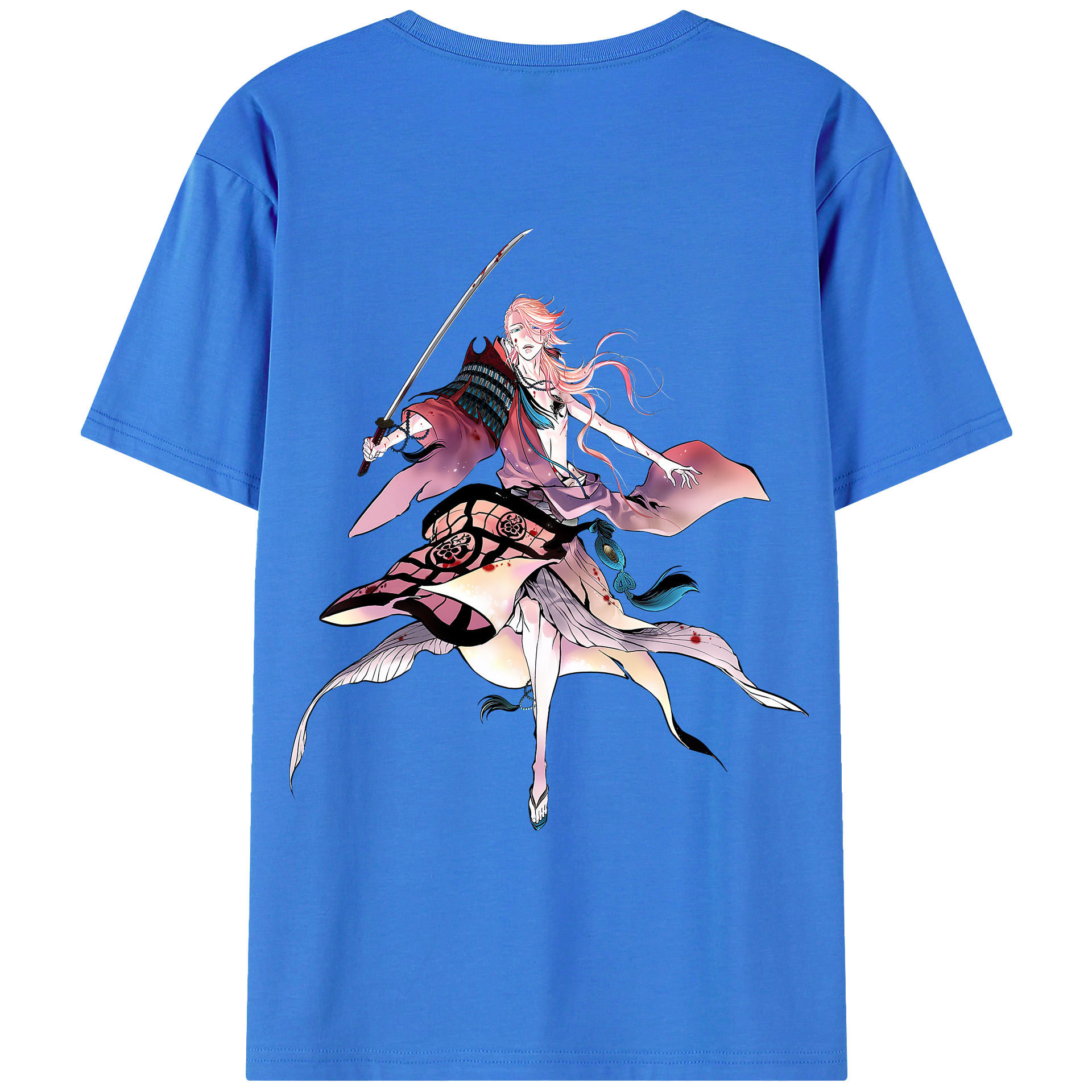 （画像用） 刀剣乱舞 Touken Ranbu 綿100％ メンズ半袖Tシャツ（バックプリント） 通気性