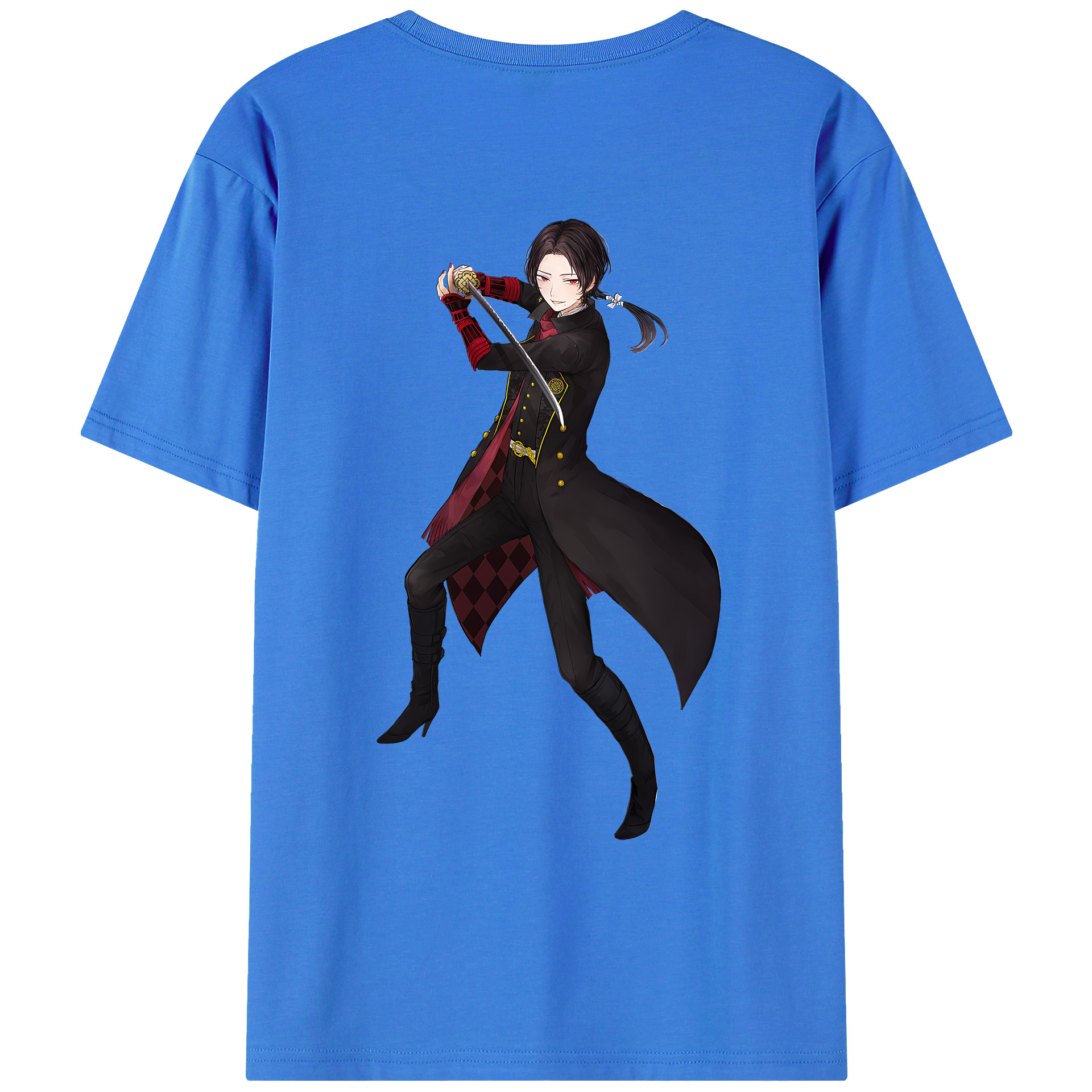 （画像用） 刀剣乱舞 Touken Ranbu 綿100％ メンズ半袖Tシャツ（バックプリント） 通気性
