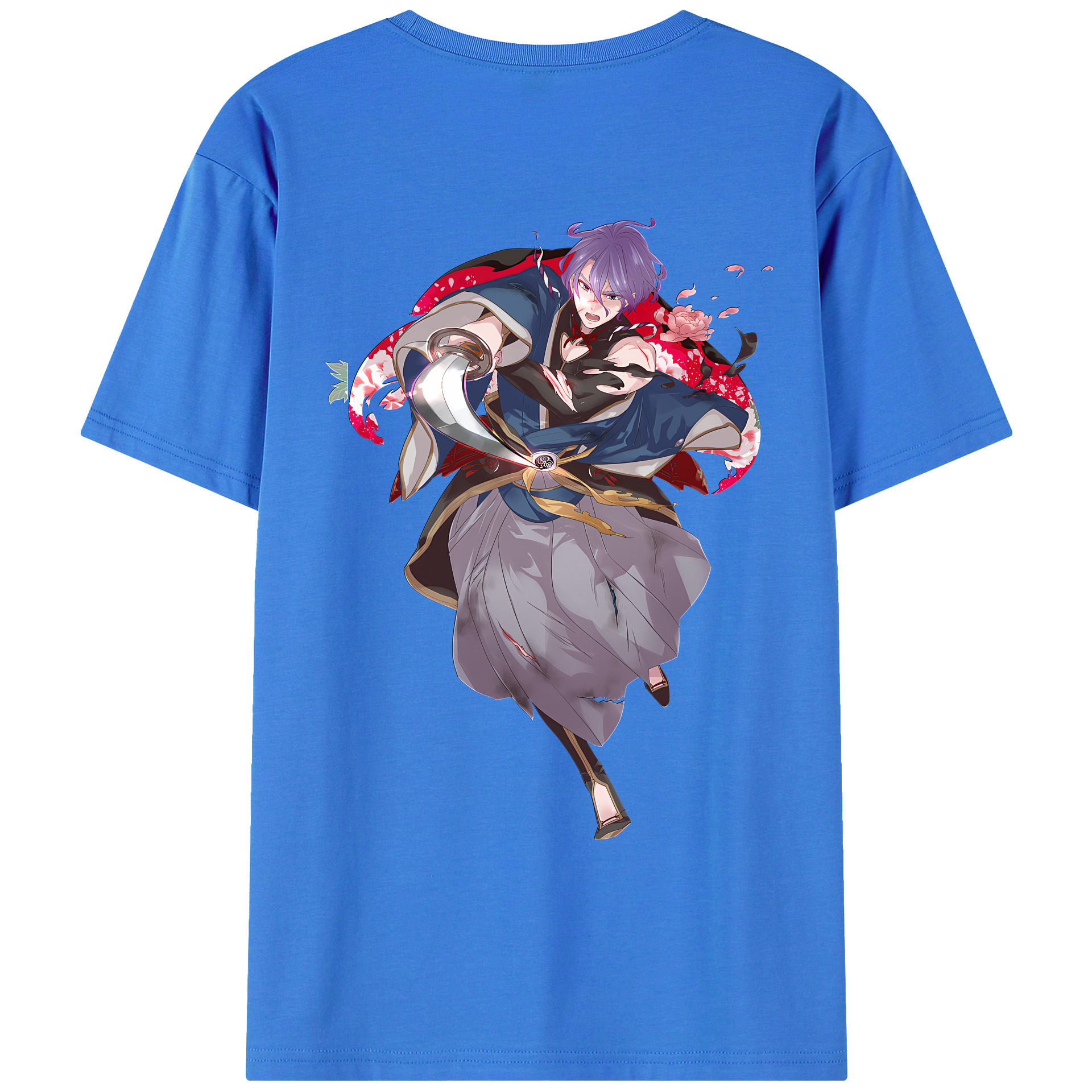 （画像用） 刀剣乱舞 Touken Ranbu 綿100％ メンズ半袖Tシャツ（バックプリント） 通気性