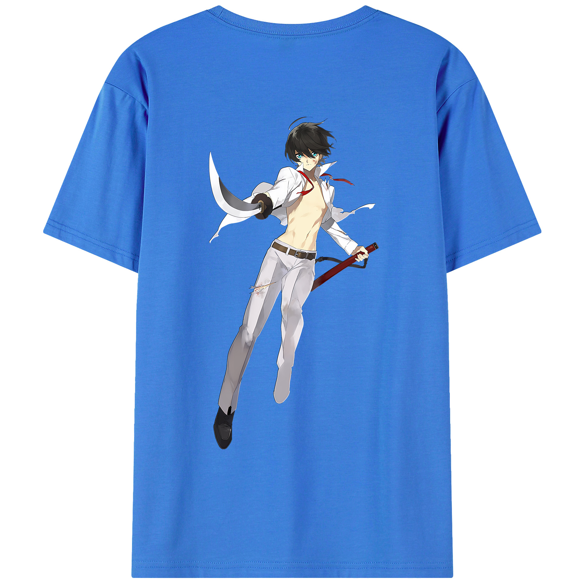 （画像用） 刀剣乱舞 Touken Ranbu 綿100％ メンズ半袖Tシャツ（バックプリント） 通気性