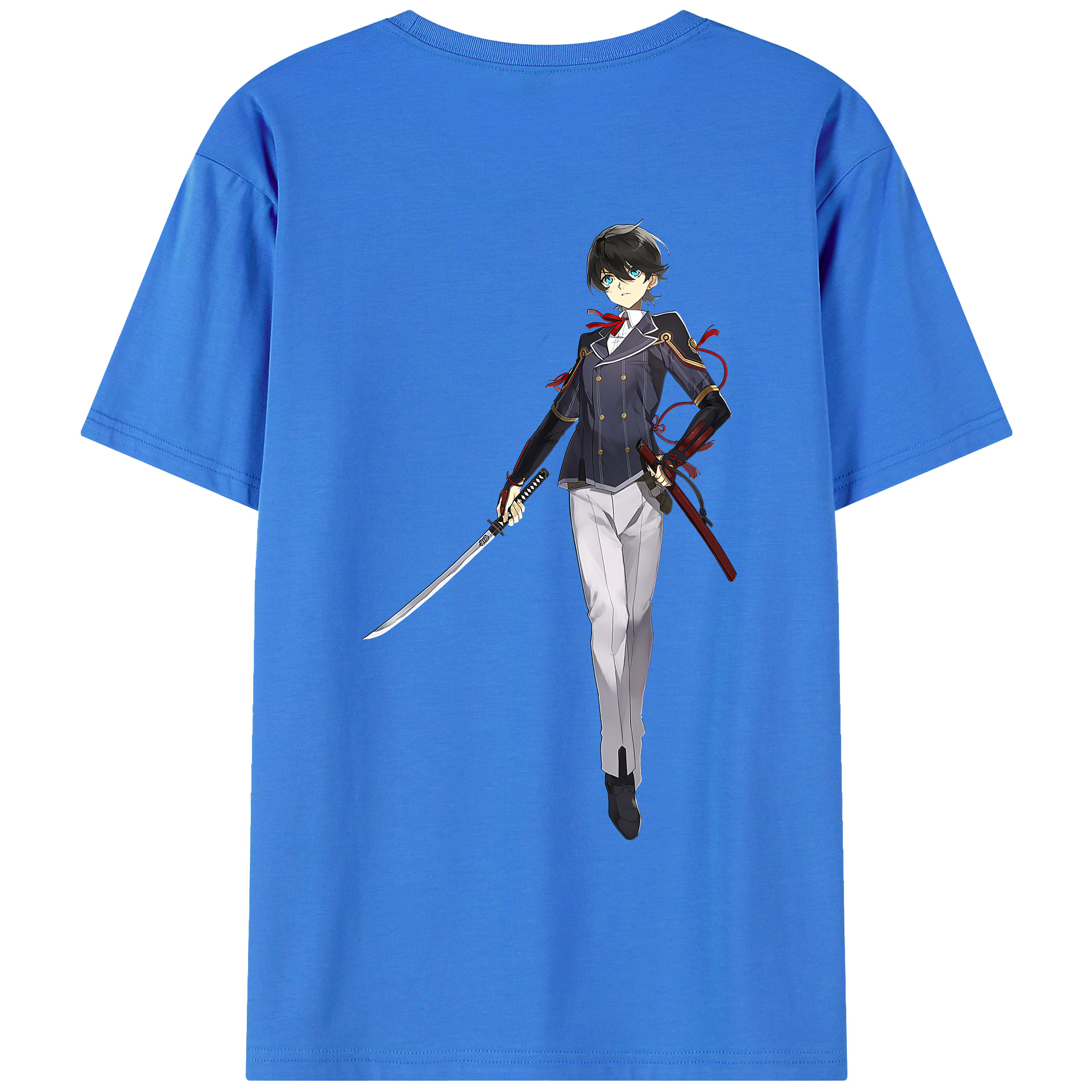 （画像用） 刀剣乱舞 Touken Ranbu 綿100％ メンズ半袖Tシャツ（バックプリント） 通気性