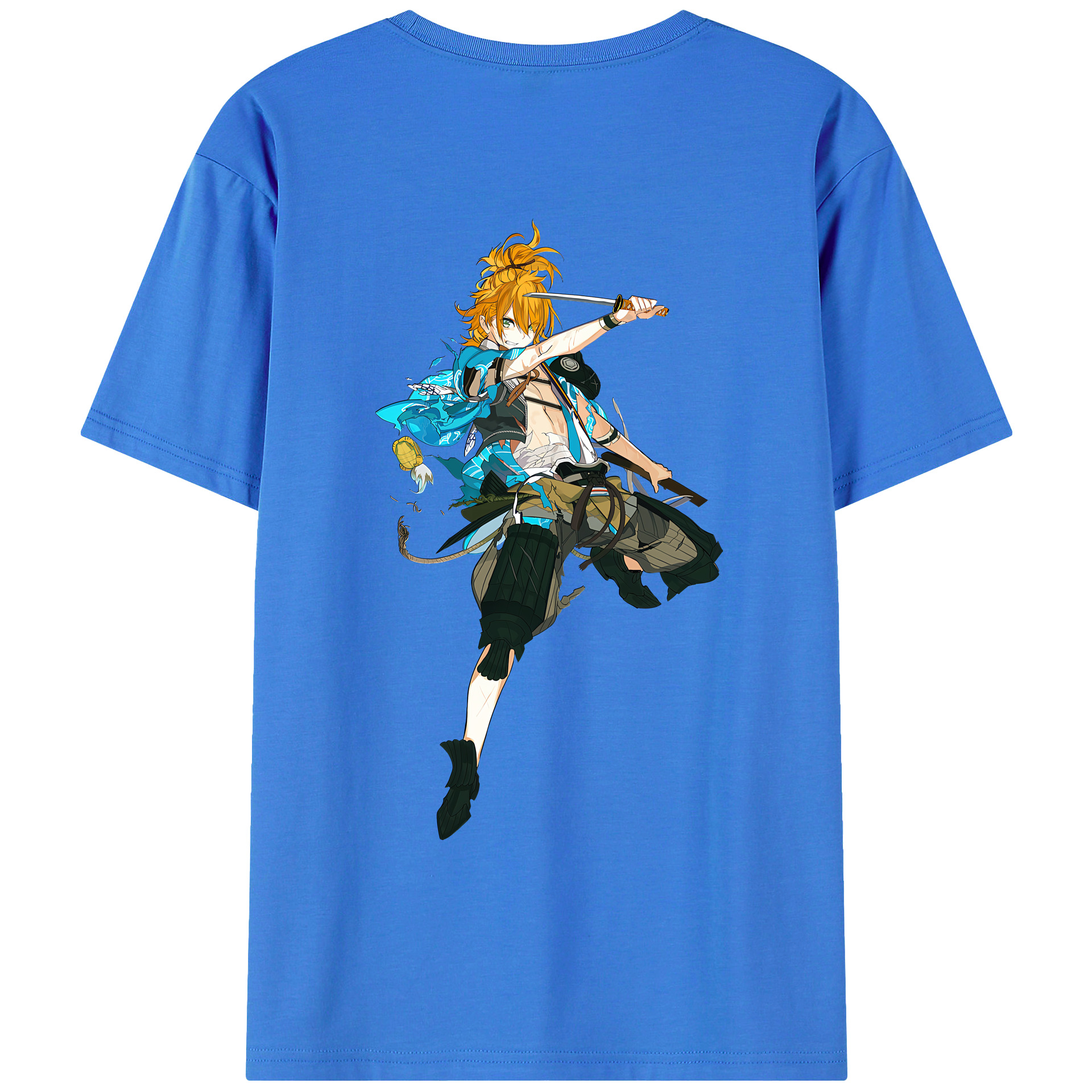 （画像用） 刀剣乱舞 Touken Ranbu 綿100％ メンズ半袖Tシャツ（バックプリント） 通気性