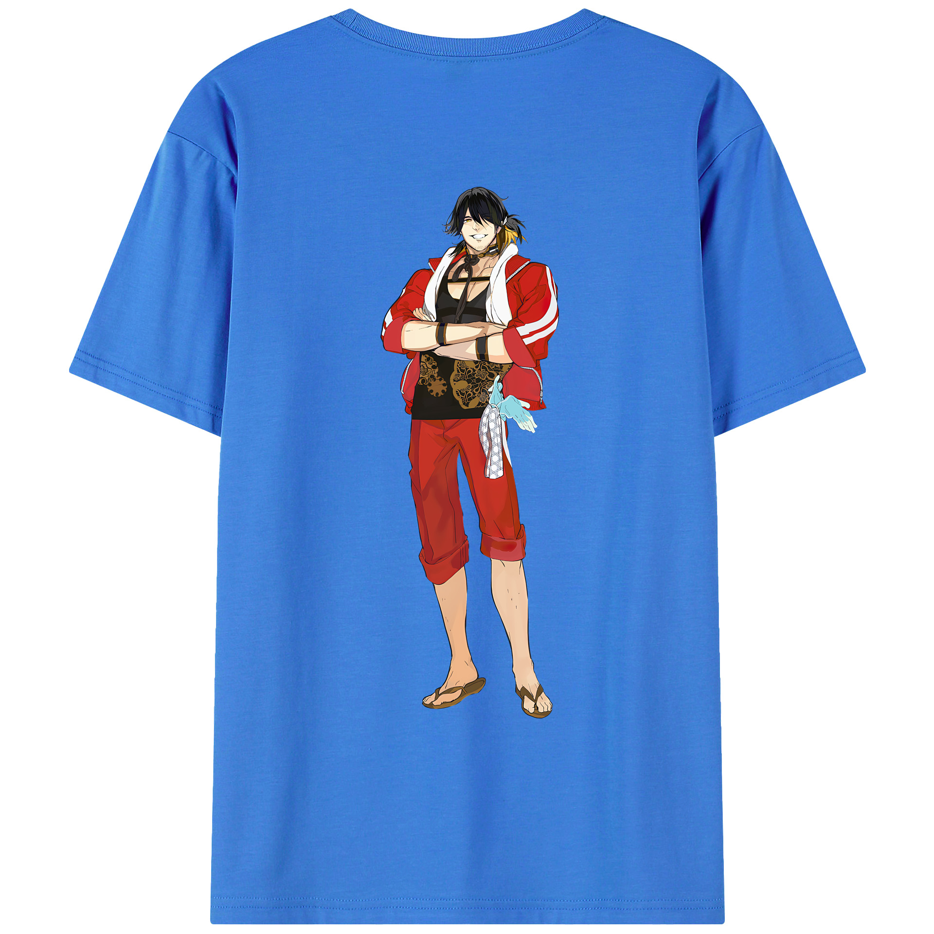 （画像用） 刀剣乱舞 Touken Ranbu 綿100％ メンズ半袖Tシャツ（バックプリント） 通気性