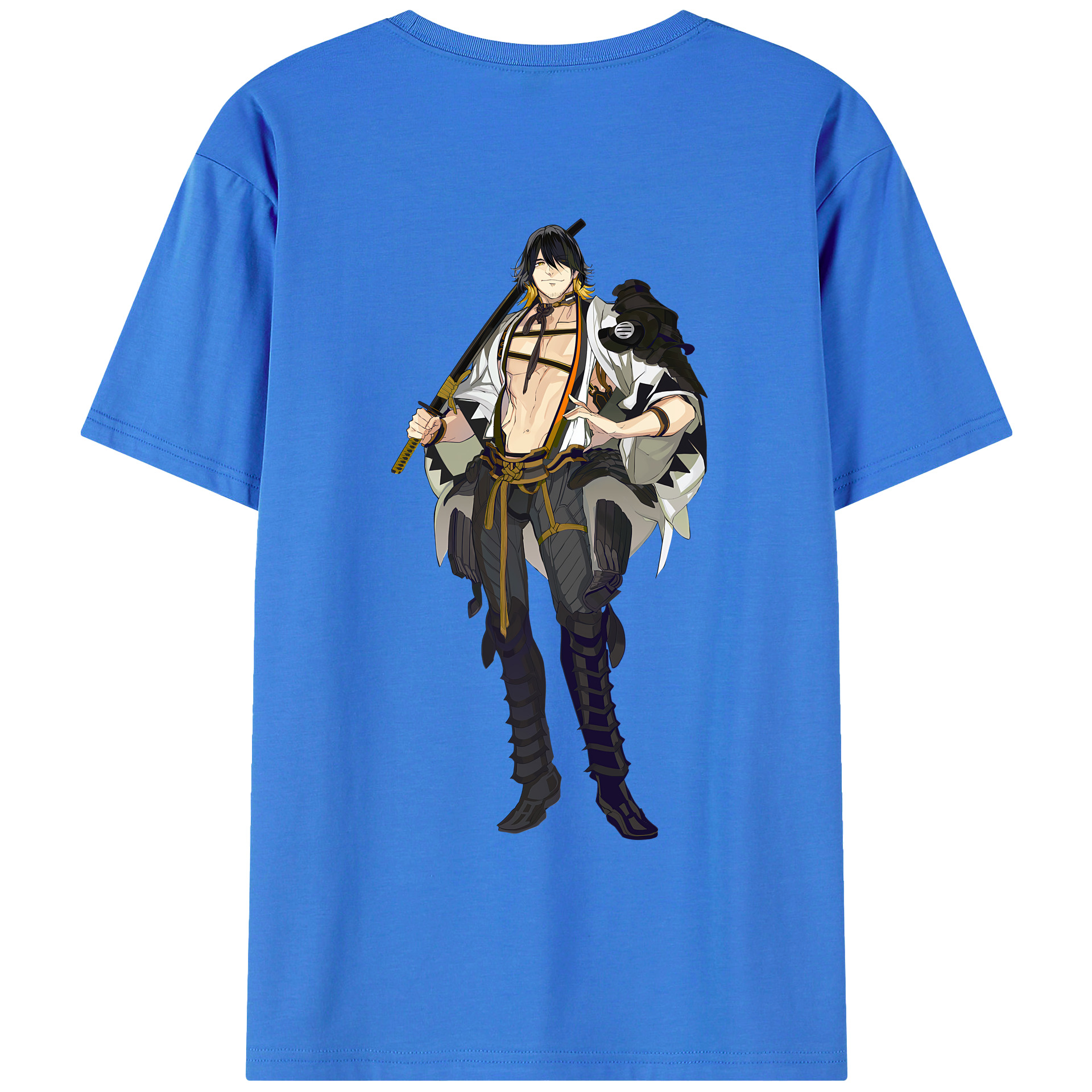 （画像用） 刀剣乱舞 Touken Ranbu 綿100％ メンズ半袖Tシャツ（バックプリント） 通気性
