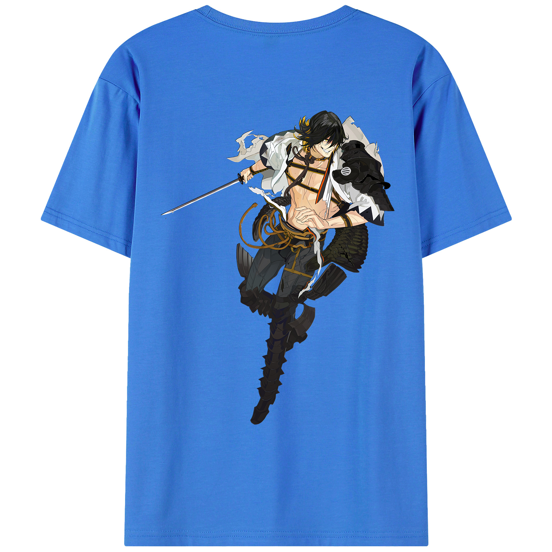（画像用） 刀剣乱舞 Touken Ranbu 綿100％ メンズ半袖Tシャツ（バックプリント） 通気性
