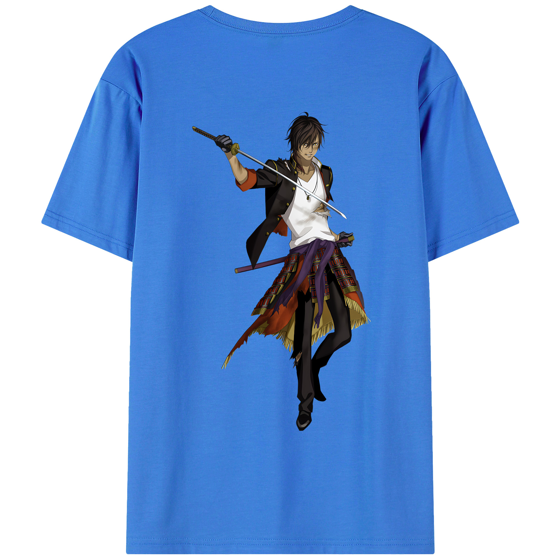 （画像用） 刀剣乱舞 Touken Ranbu 綿100％ メンズ半袖Tシャツ（バックプリント） 通気性