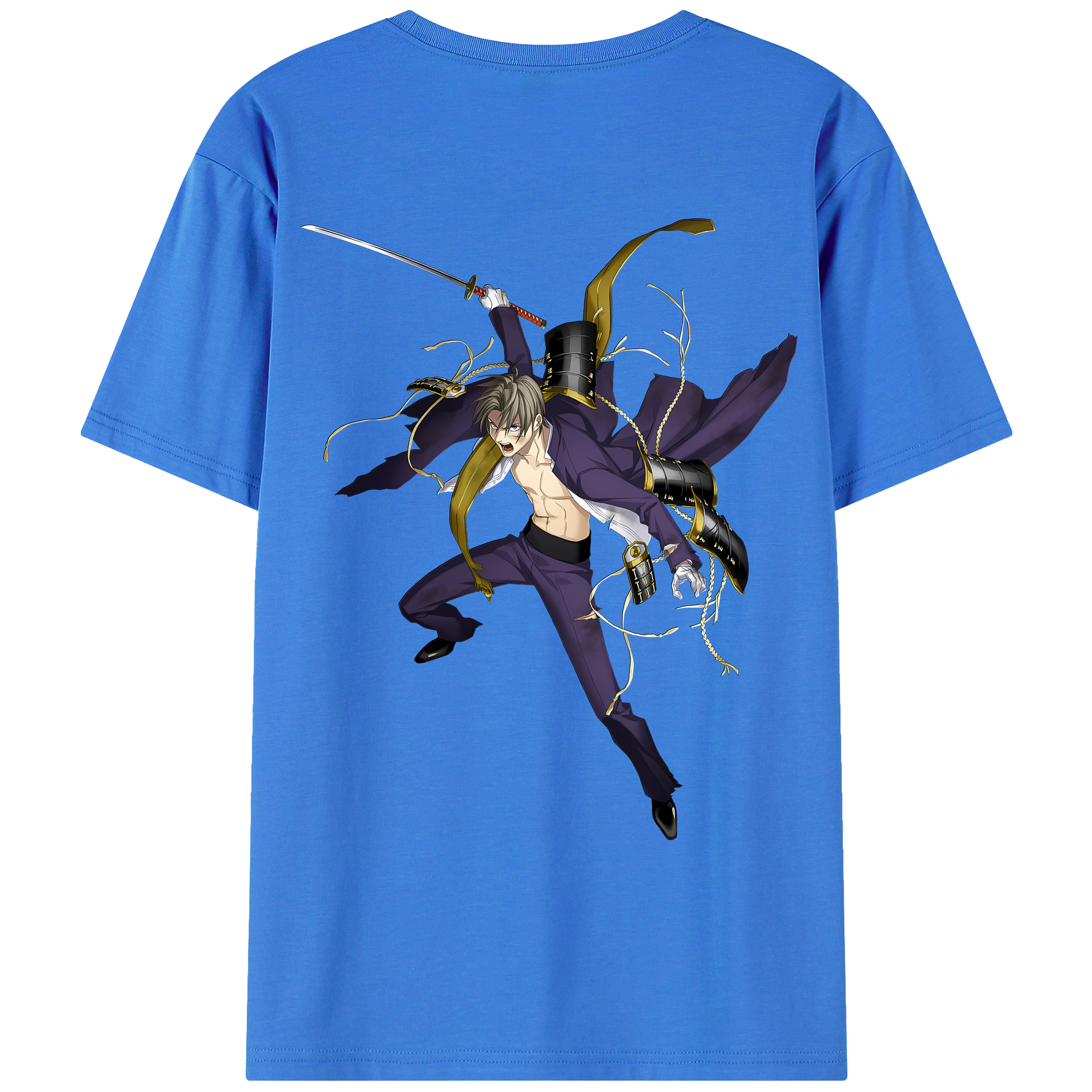 （画像用） 刀剣乱舞 Touken Ranbu 綿100％ メンズ半袖Tシャツ（バックプリント） 通気性