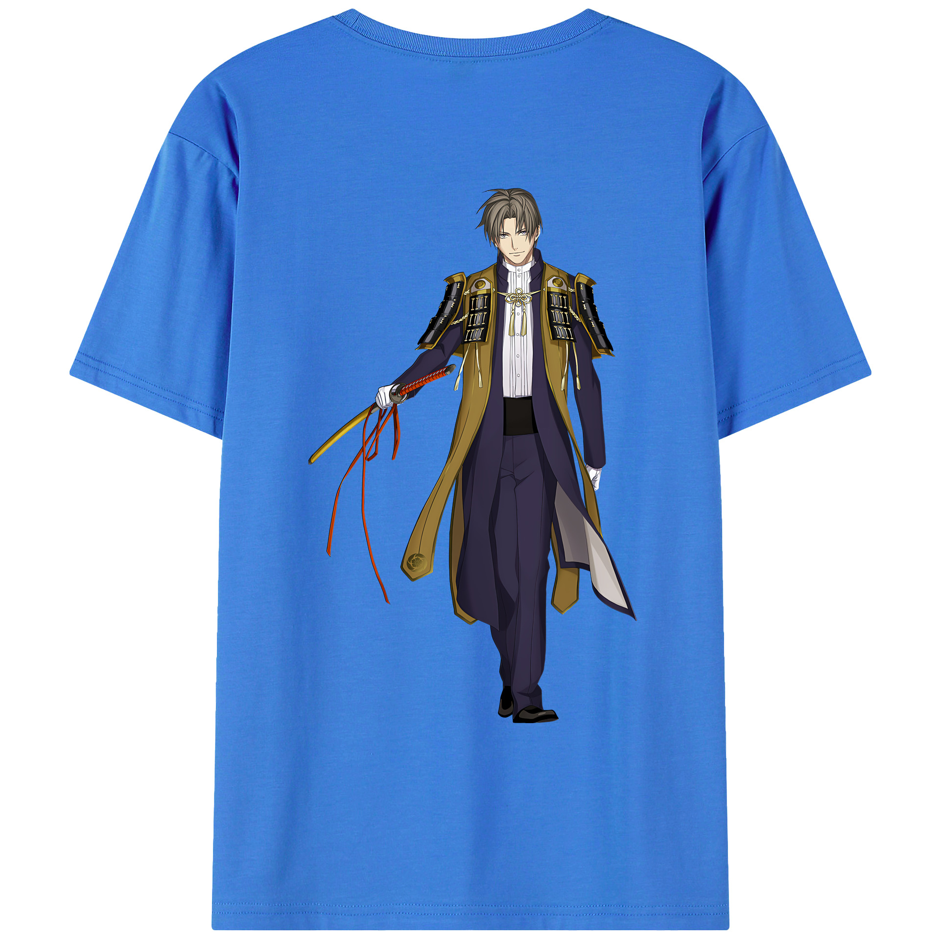 （画像用） 刀剣乱舞 Touken Ranbu 綿100％ メンズ半袖Tシャツ（バックプリント） 通気性