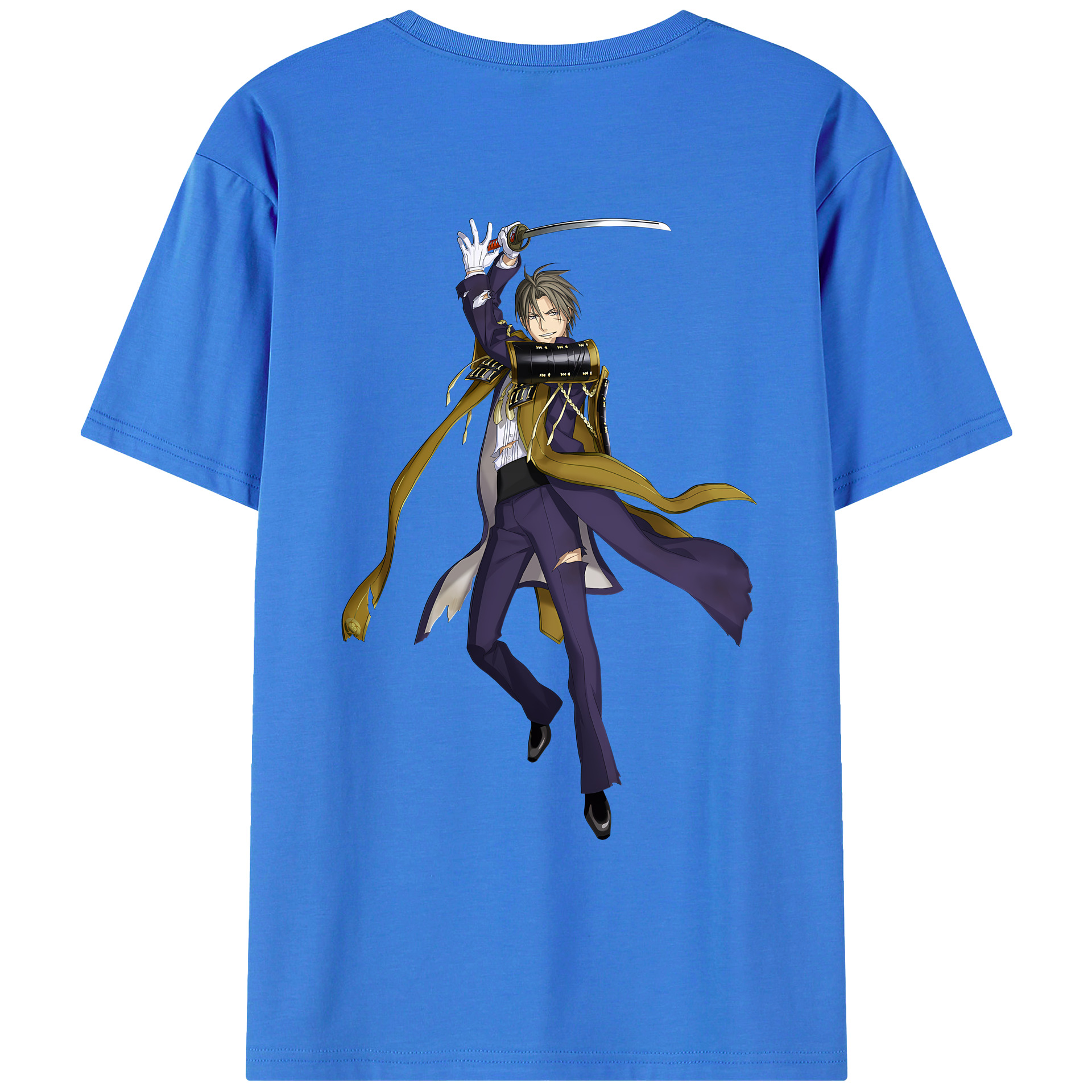 （画像用） 刀剣乱舞 Touken Ranbu 綿100％ メンズ半袖Tシャツ（バックプリント） 通気性