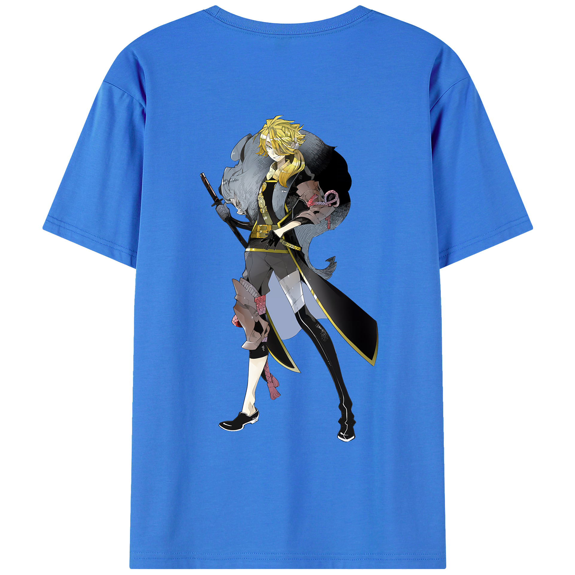 （画像用） 刀剣乱舞 Touken Ranbu 綿100％ メンズ半袖Tシャツ（バックプリント） 通気性
