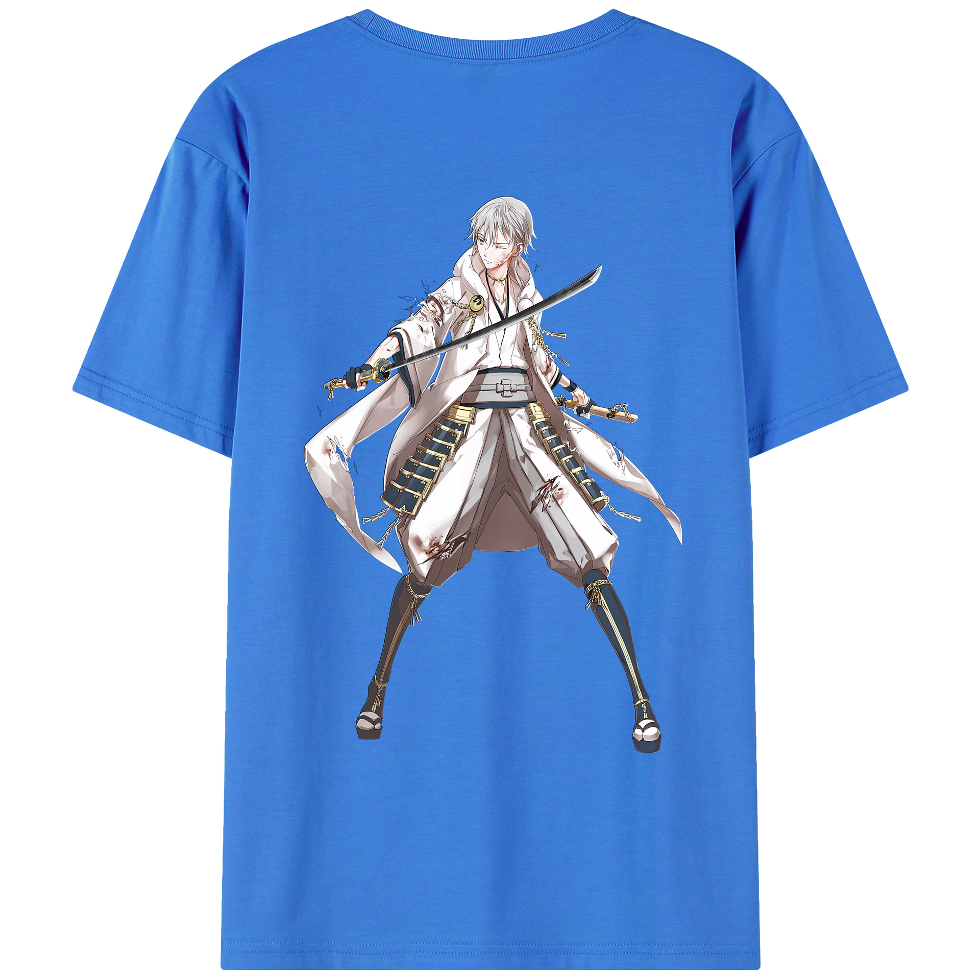 （画像用） 刀剣乱舞 Touken Ranbu 綿100％ メンズ半袖Tシャツ（バックプリント） 通気性