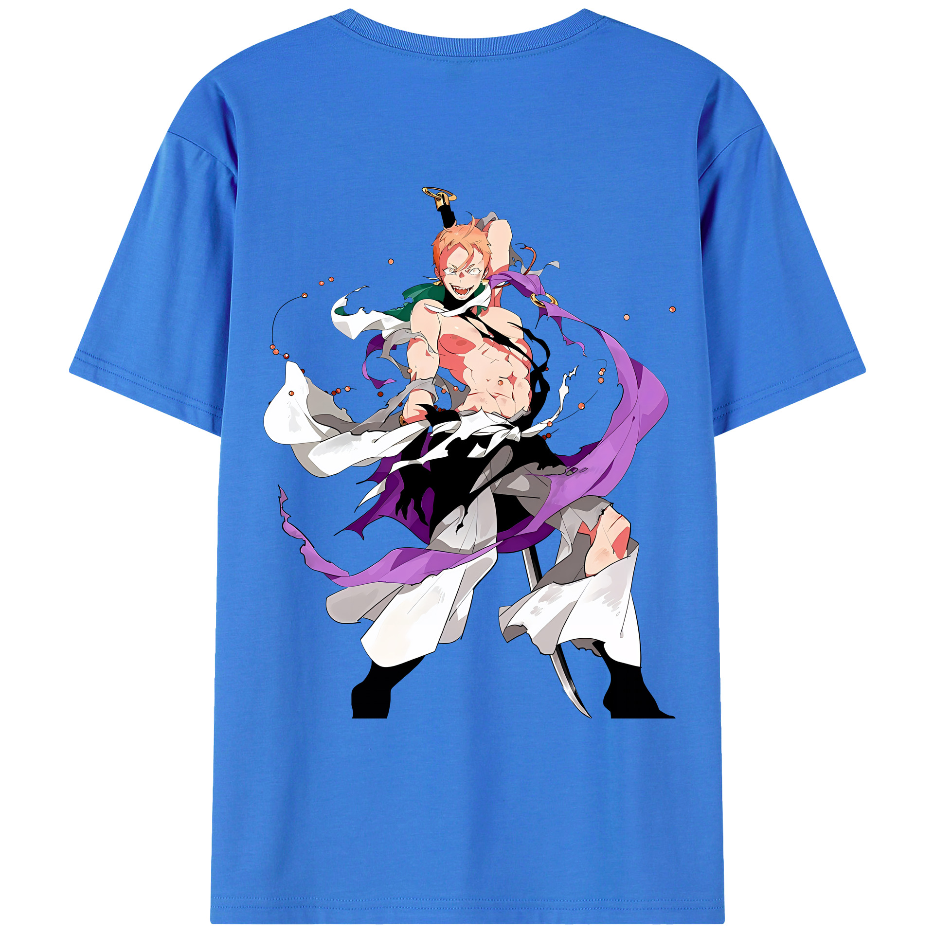 （画像用） 刀剣乱舞 Touken Ranbu 綿100％ メンズ半袖Tシャツ（バックプリント） 通気性