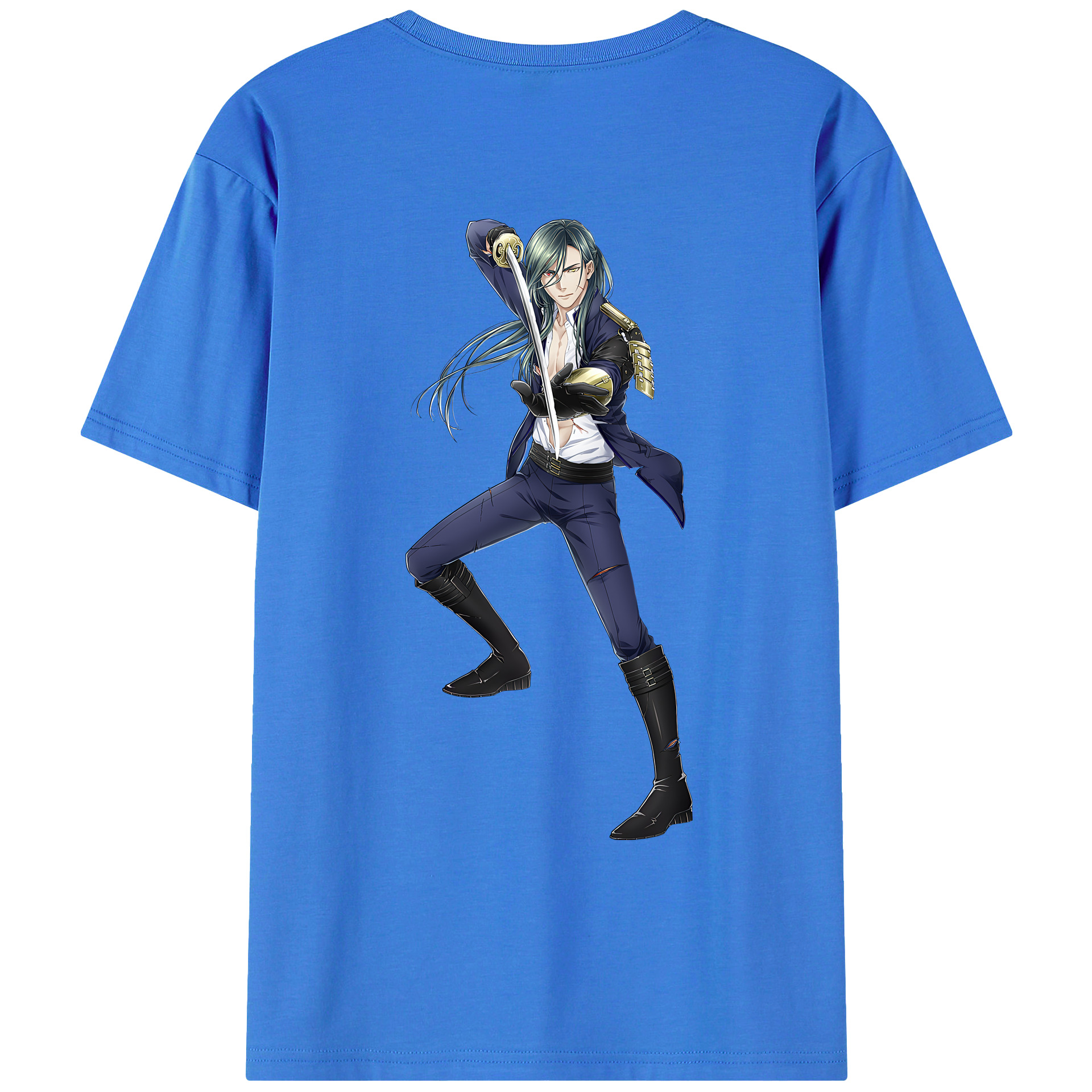 （画像用） 刀剣乱舞 Touken Ranbu 綿100％ メンズ半袖Tシャツ（バックプリント） 通気性