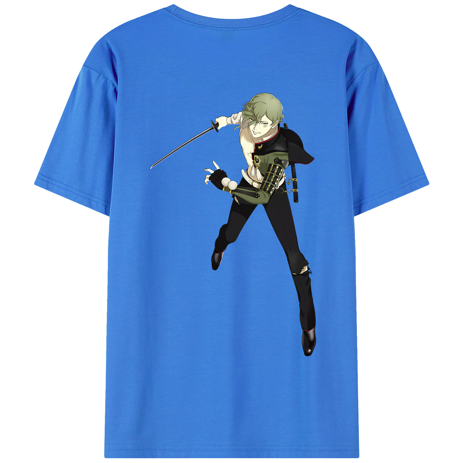 （画像用） 刀剣乱舞 Touken Ranbu 綿100％ メンズ半袖Tシャツ（バックプリント） 通気性