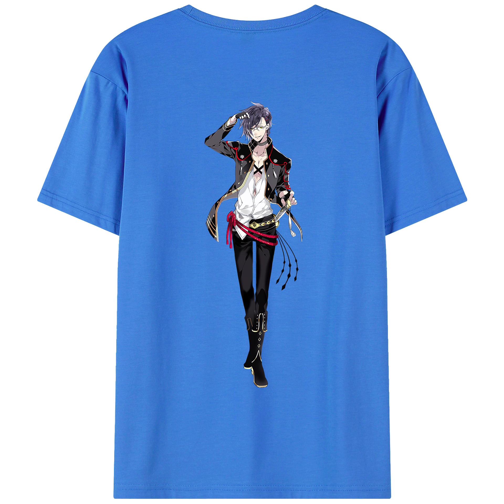 （画像用） 刀剣乱舞 Touken Ranbu 綿100％ メンズ半袖Tシャツ（バックプリント） 通気性