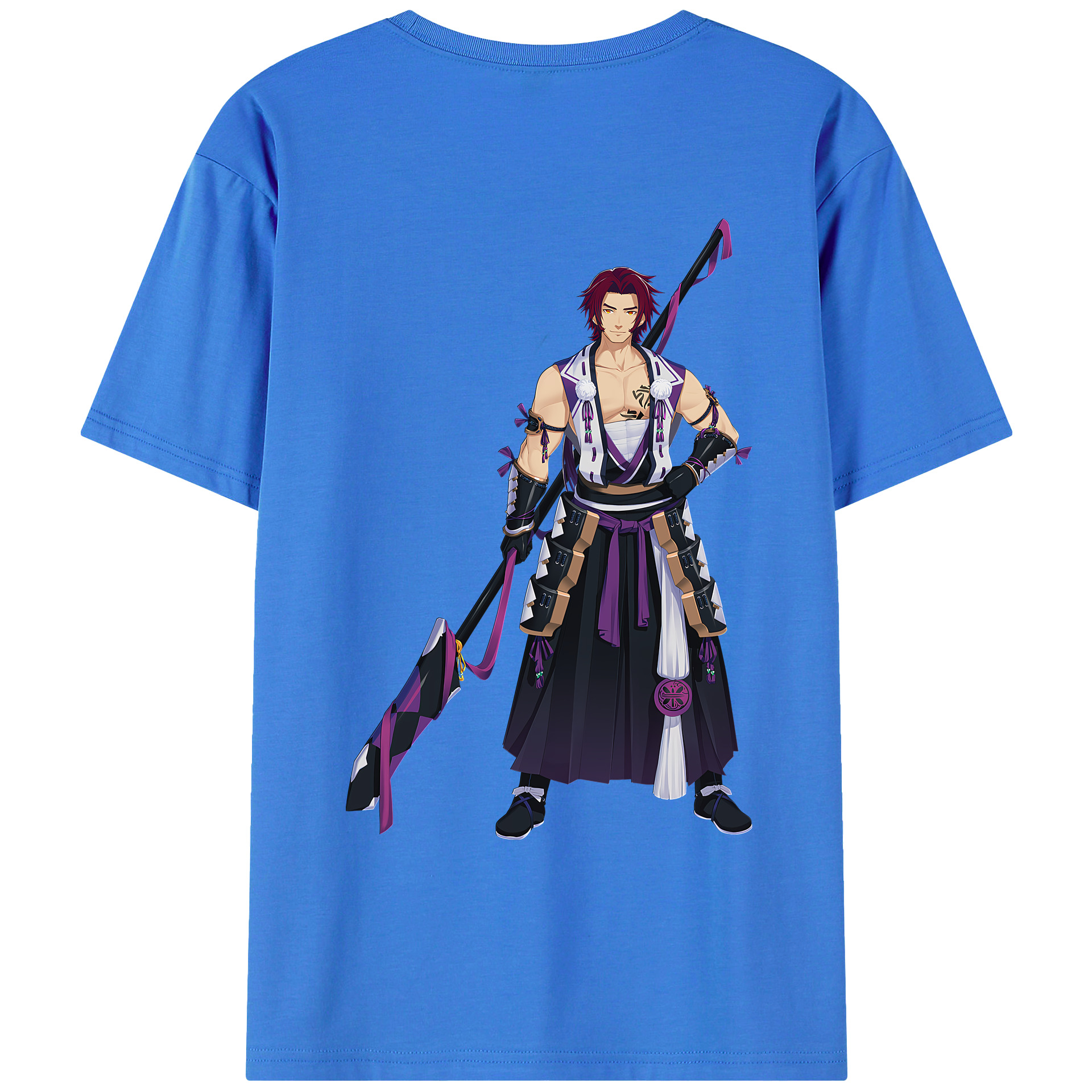 （画像用） 刀剣乱舞 Touken Ranbu 綿100％ メンズ半袖Tシャツ（バックプリント） 通気性