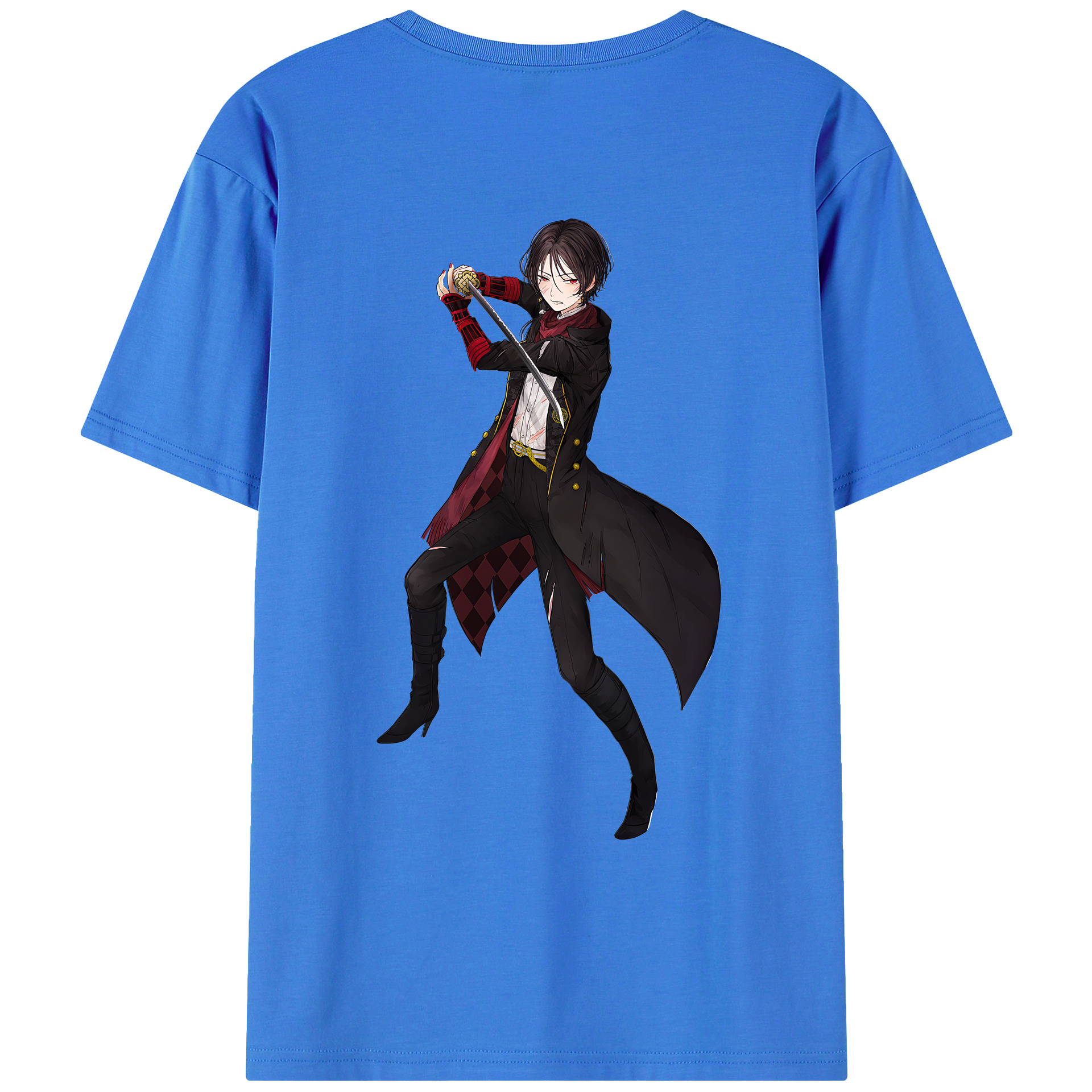 （画像用） 刀剣乱舞 Touken Ranbu 綿100％ メンズ半袖Tシャツ（バックプリント） 通気性