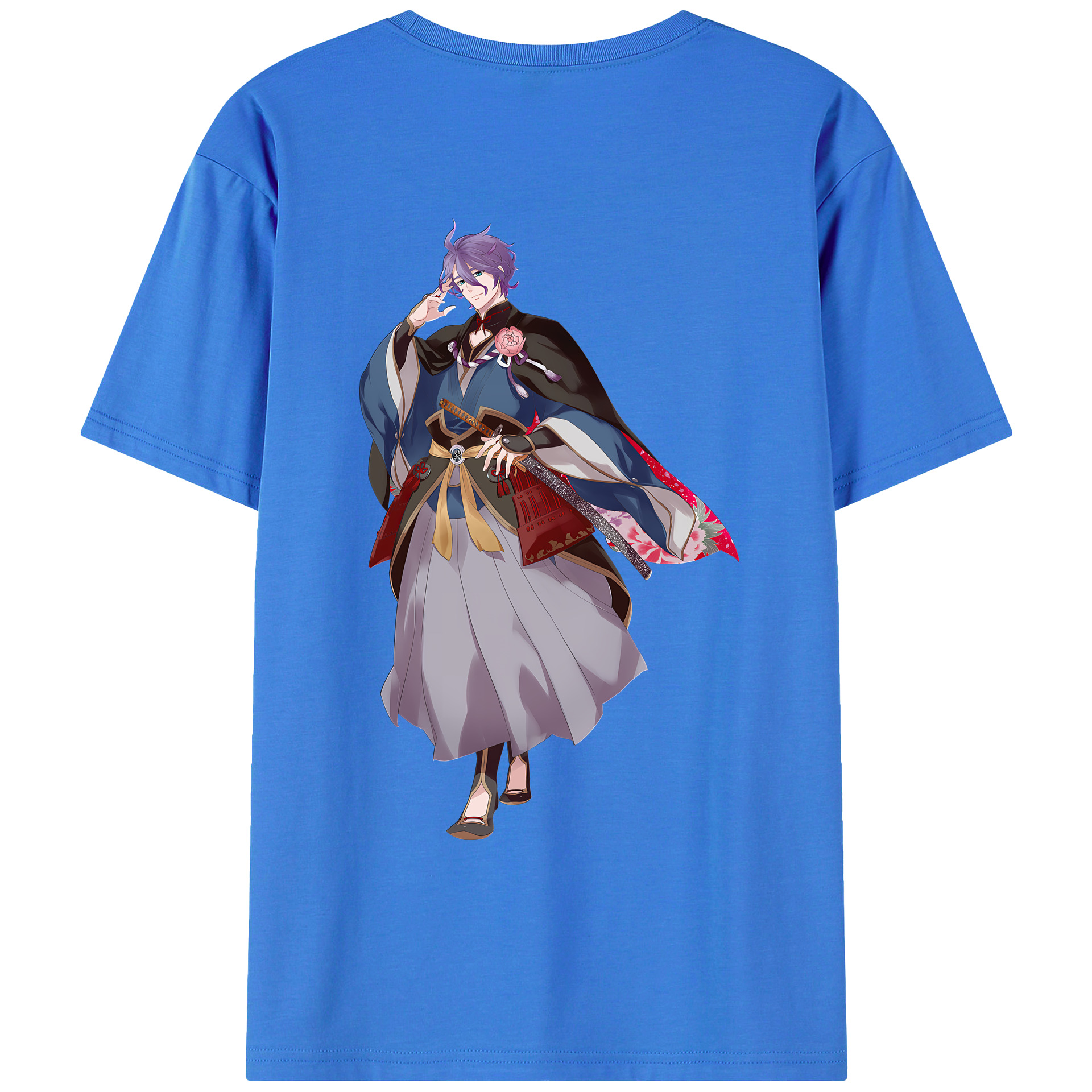 （画像用） 刀剣乱舞 Touken Ranbu 綿100％ メンズ半袖Tシャツ（バックプリント） 通気性