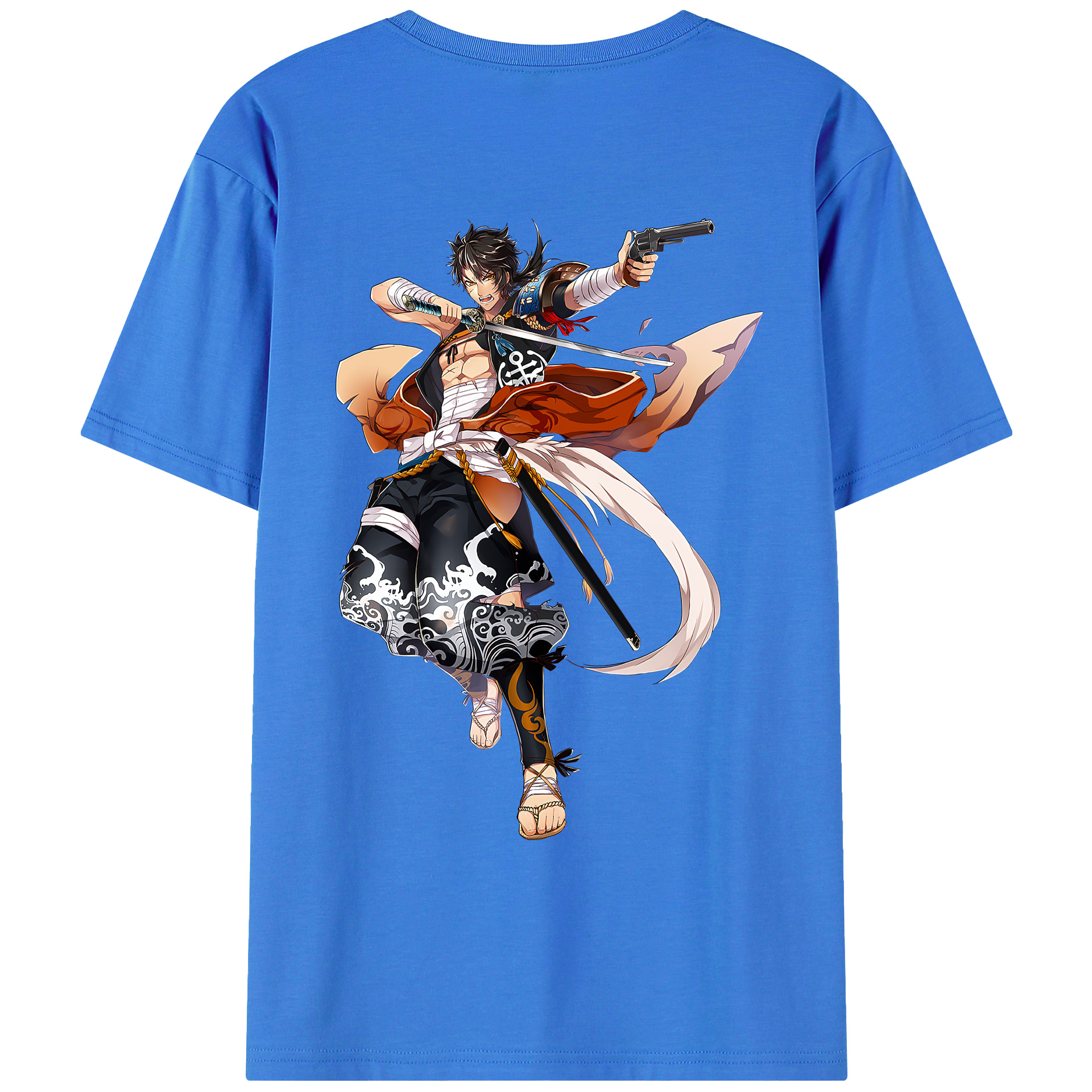 刀剣乱舞 Touken Ranbu 綿100％ メンズ半袖Tシャツ（バックプリント） 通気性