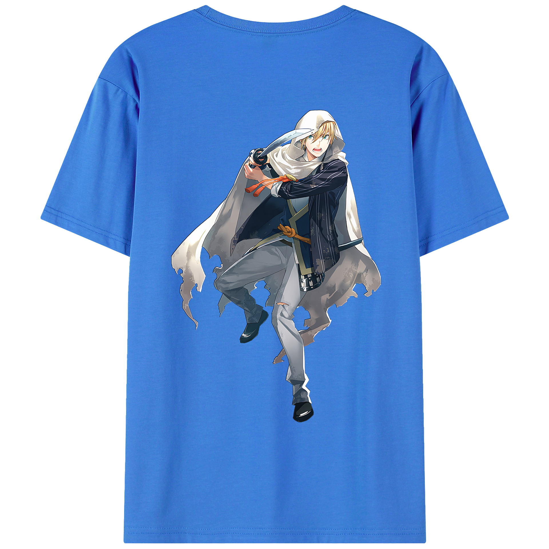 （画像用） 刀剣乱舞 Touken Ranbu 綿100％ メンズ半袖Tシャツ（バックプリント） 通気性