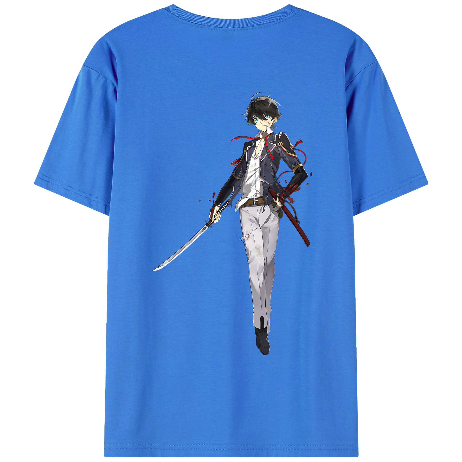 （画像用） 刀剣乱舞 Touken Ranbu 綿100％ メンズ半袖Tシャツ（バックプリント） 通気性