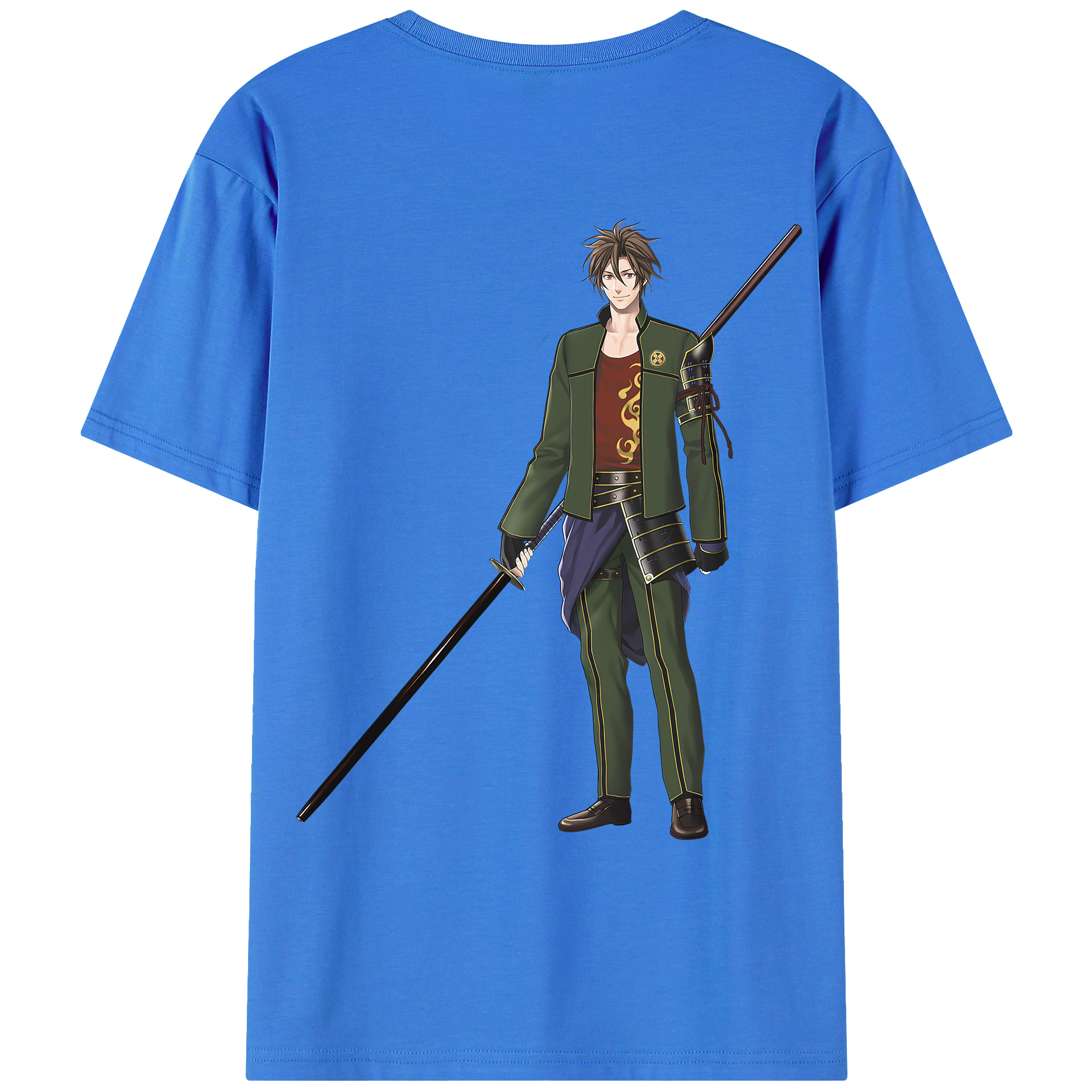 （画像用） 刀剣乱舞 Touken Ranbu 綿100％ メンズ半袖Tシャツ（バックプリント） 通気性
