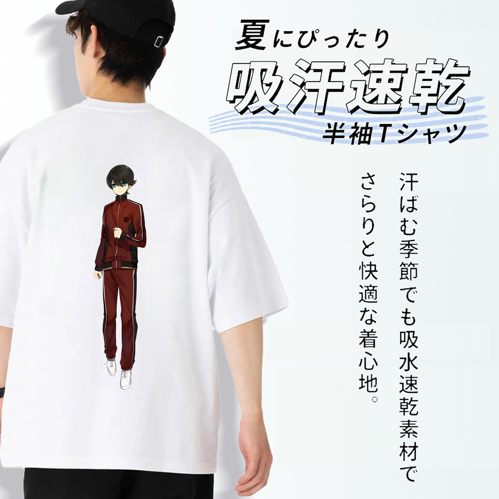 刀剣乱舞 Touken Ranbu 綿100％ メンズ半袖Tシャツ（バックプリント） 通気性