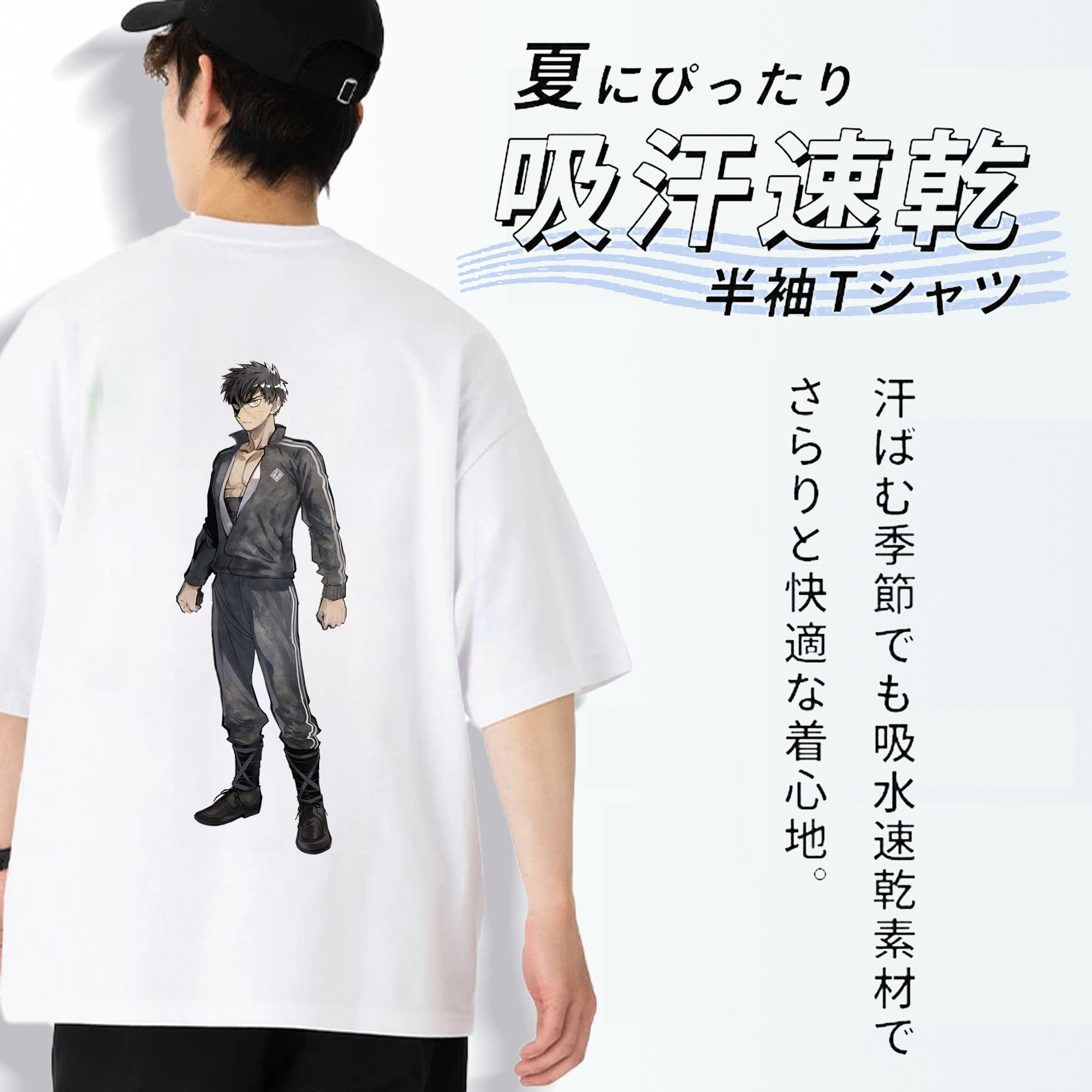刀剣乱舞 Touken Ranbu 綿100％ メンズ半袖Tシャツ（バックプリント） 通気性