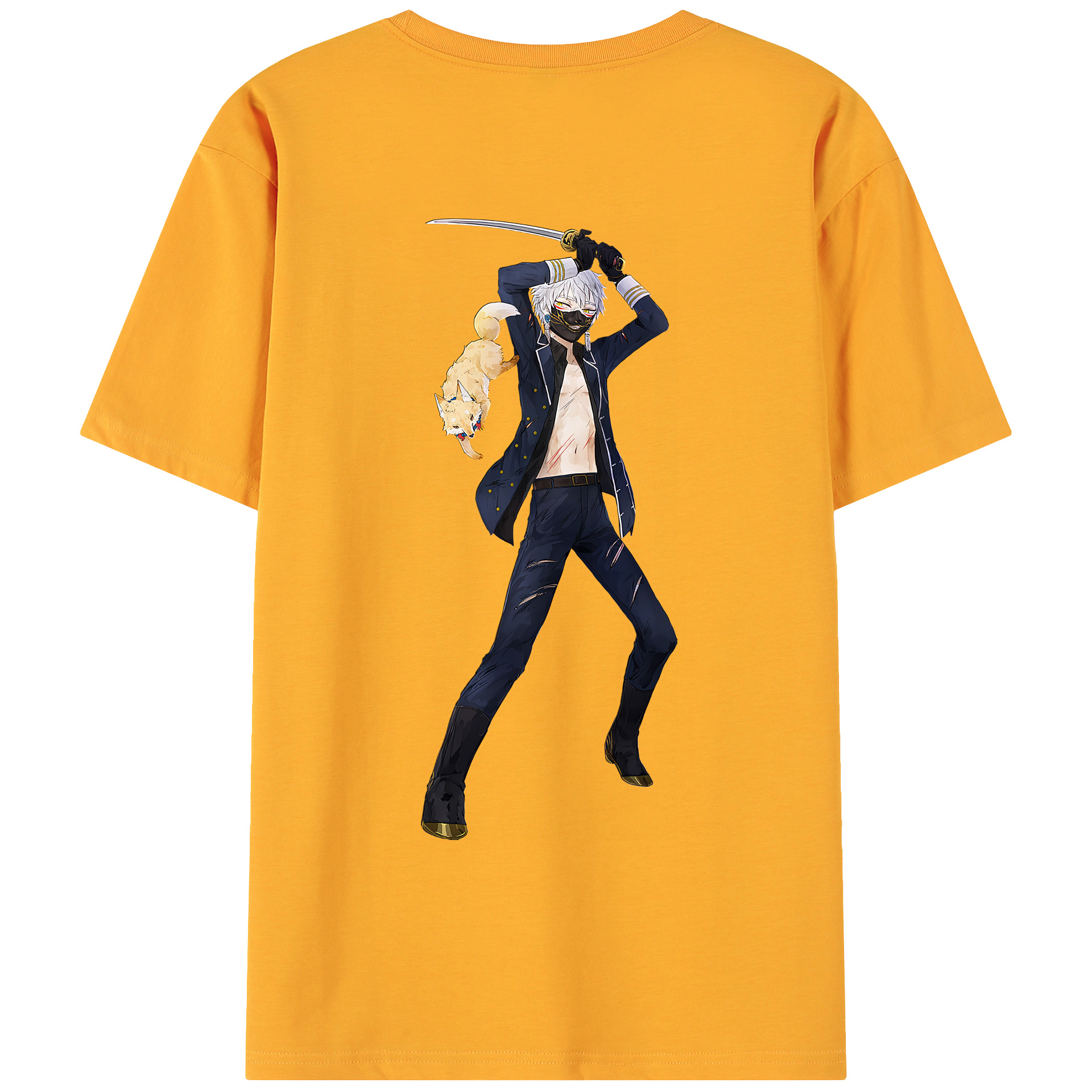 （画像用） 刀剣乱舞 Touken Ranbu 綿100％ メンズ半袖Tシャツ（バックプリント） 通気性