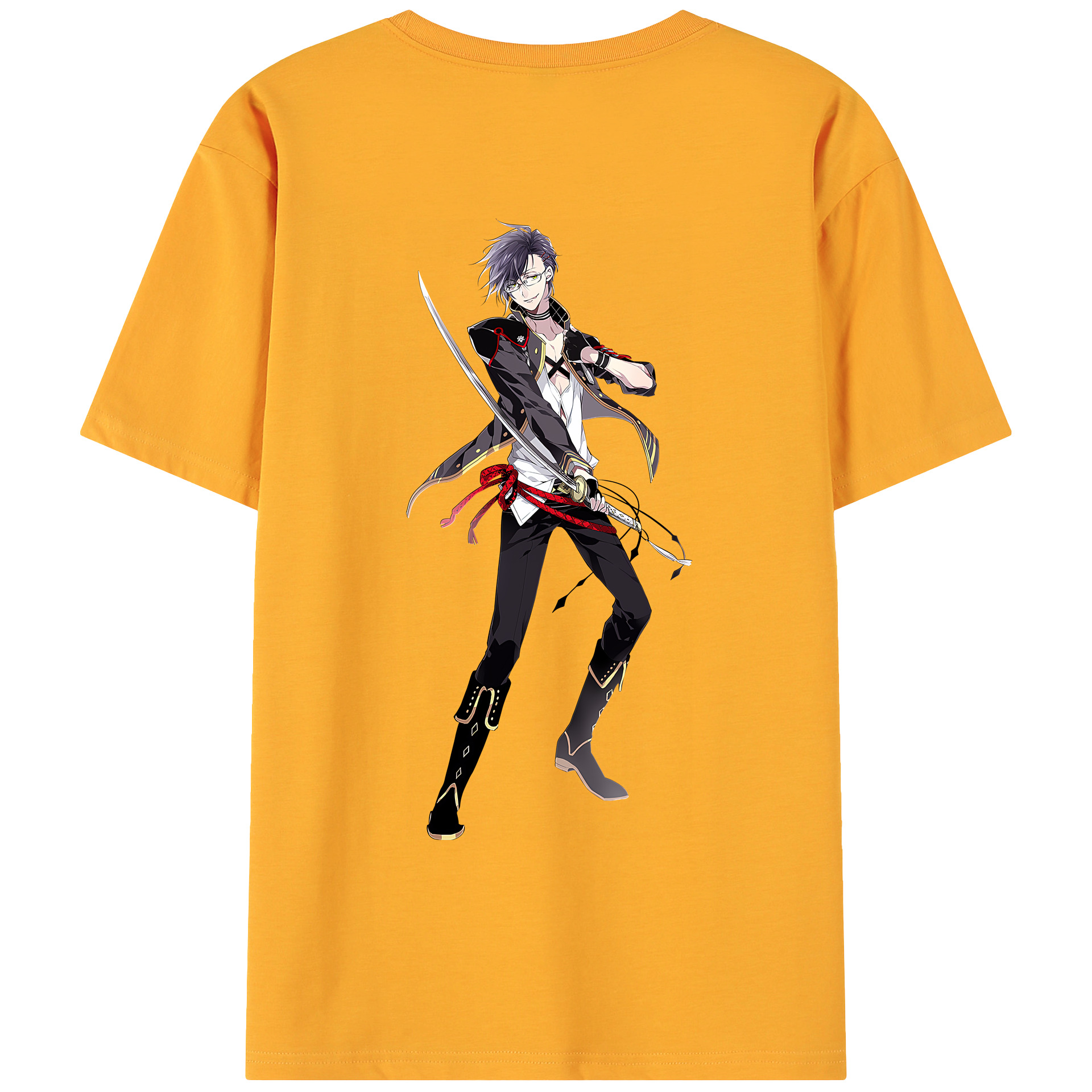 （画像用） 刀剣乱舞 Touken Ranbu 綿100％ メンズ半袖Tシャツ（バックプリント） 通気性