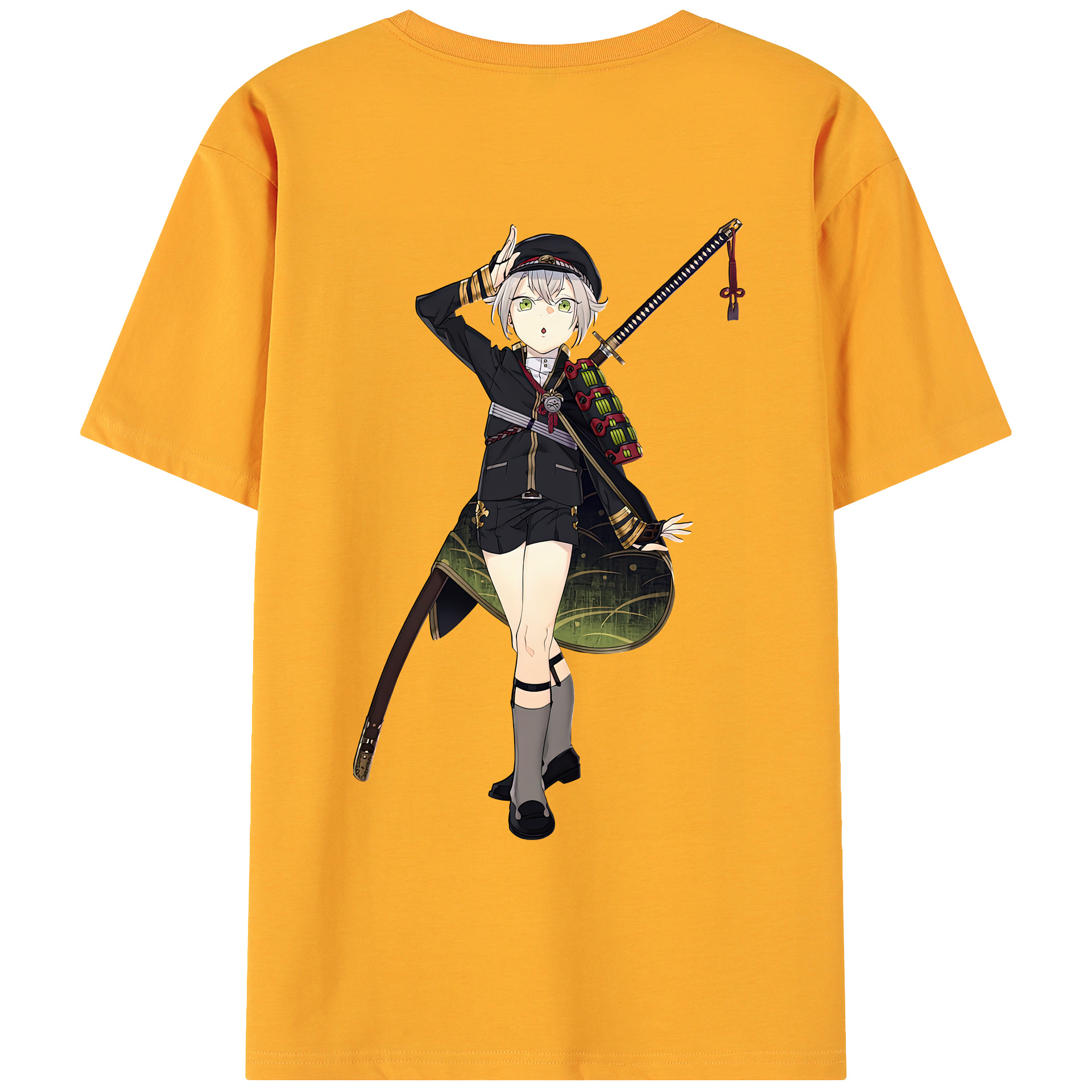 （画像用） 刀剣乱舞 Touken Ranbu 綿100％ メンズ半袖Tシャツ（バックプリント） 通気性