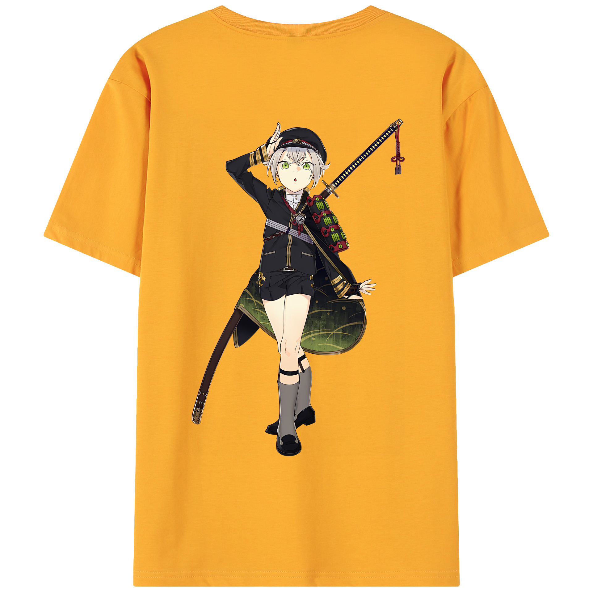 （画像用） 刀剣乱舞 Touken Ranbu 綿100％ メンズ半袖Tシャツ（バックプリント） 通気性