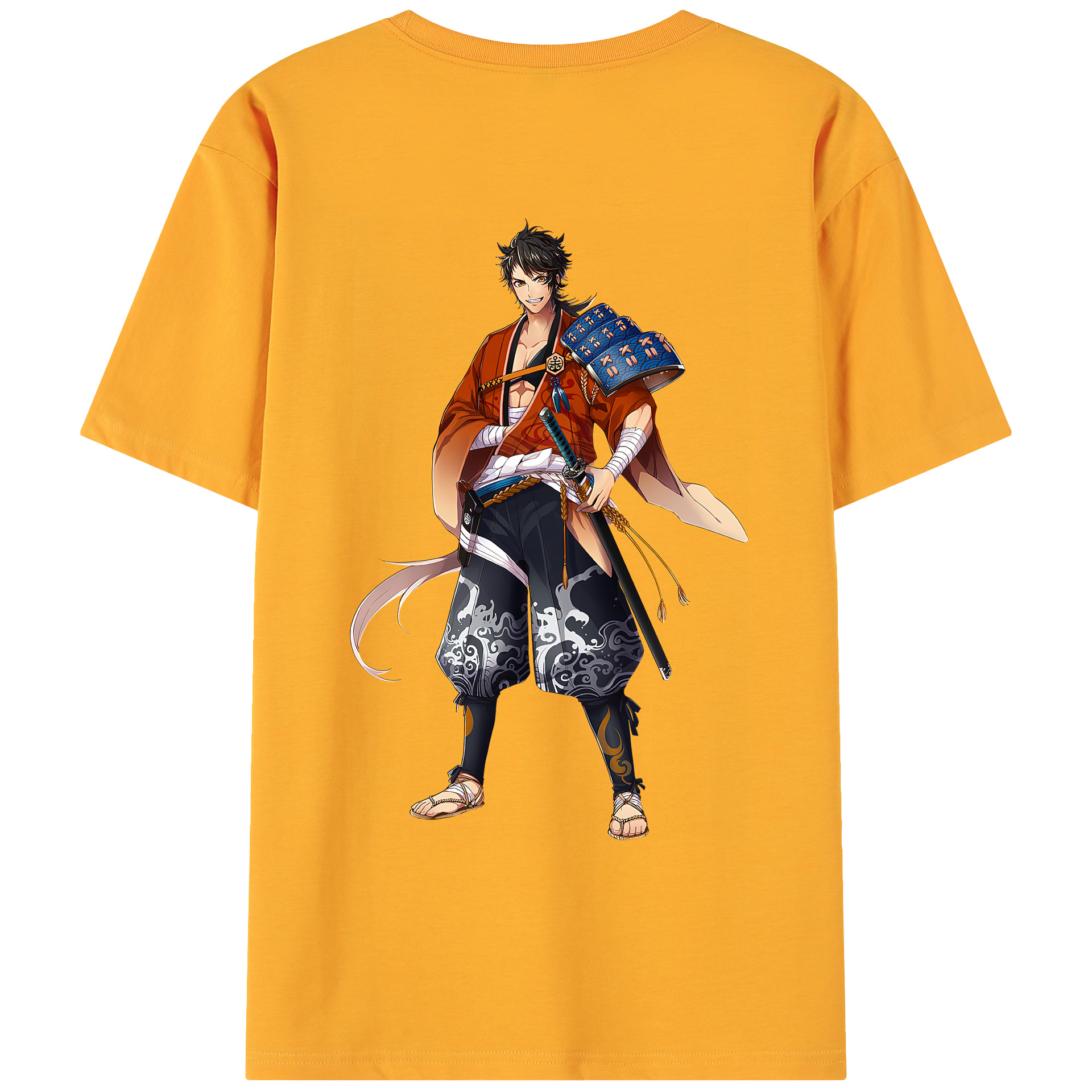 （画像用） 刀剣乱舞 Touken Ranbu 綿100％ メンズ半袖Tシャツ（バックプリント） 通気性