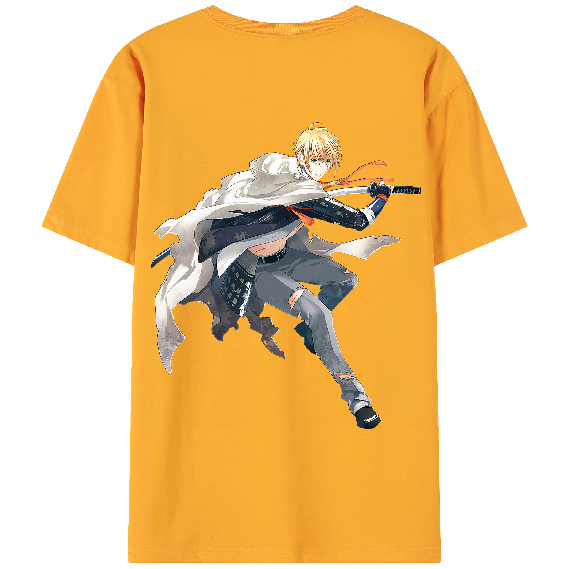 （画像用） 刀剣乱舞 Touken Ranbu 綿100％ メンズ半袖Tシャツ（バックプリント） 通気性