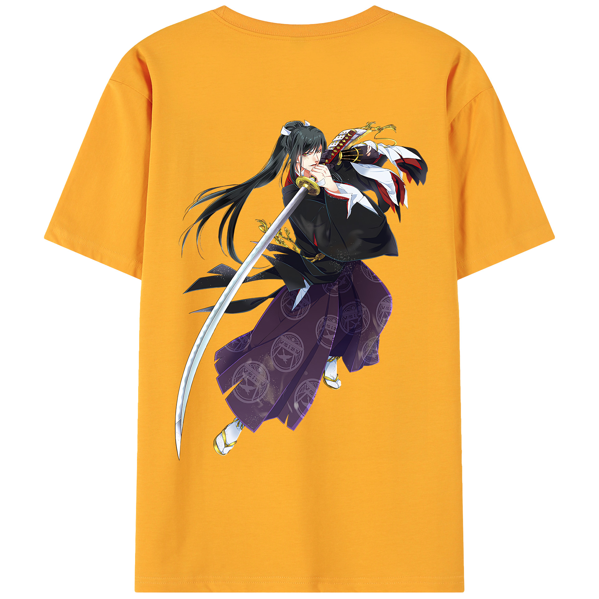 （画像用） 刀剣乱舞 Touken Ranbu 綿100％ メンズ半袖Tシャツ（バックプリント） 通気性